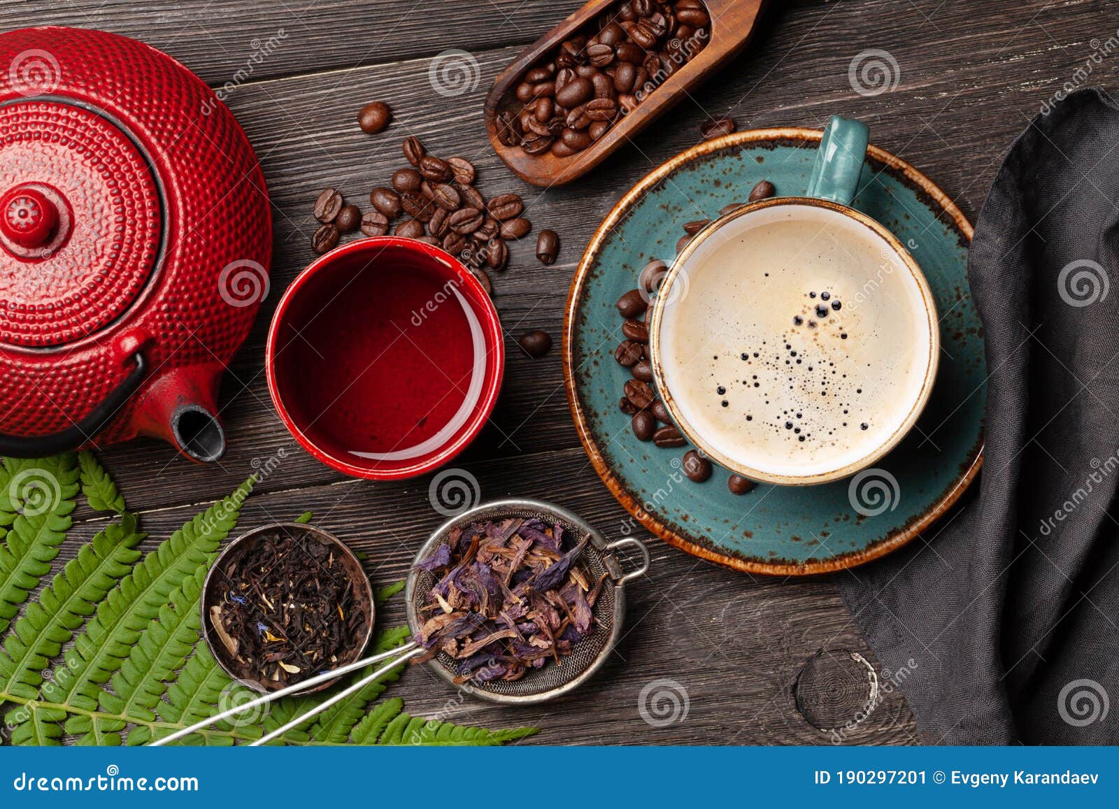 Various Herbal Tea and Espresso Coffee Stock Image Image of chamomile