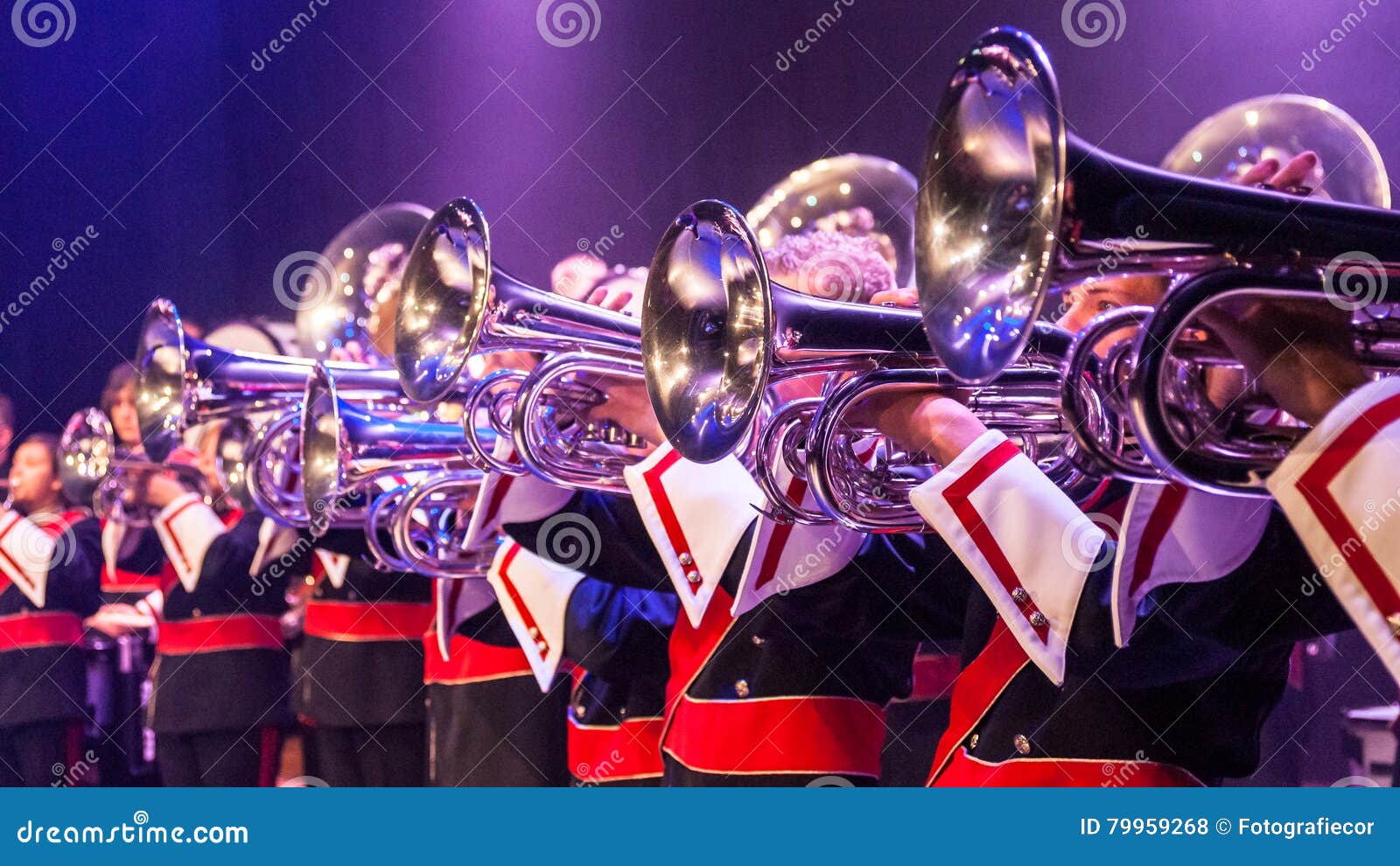 various instruments and details from a music band of windband
