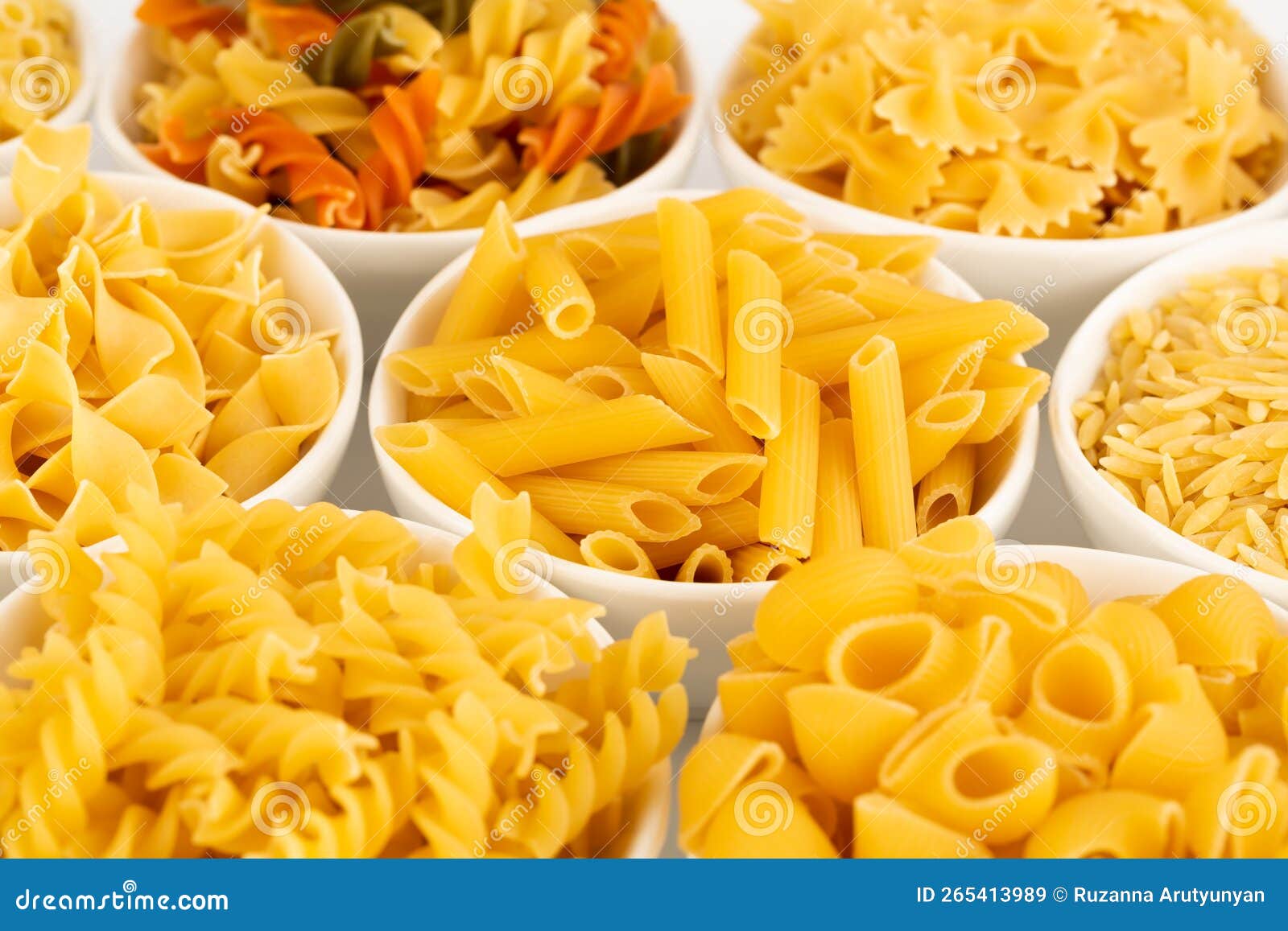 Various kind of pasta stock image. Image of nourishment 265413989