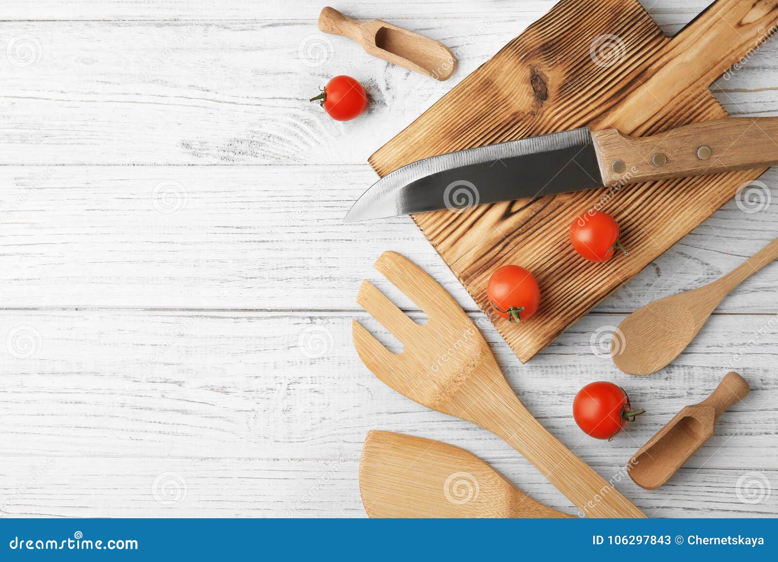 Various Kitchen Utensils on Background Stock Image Image of