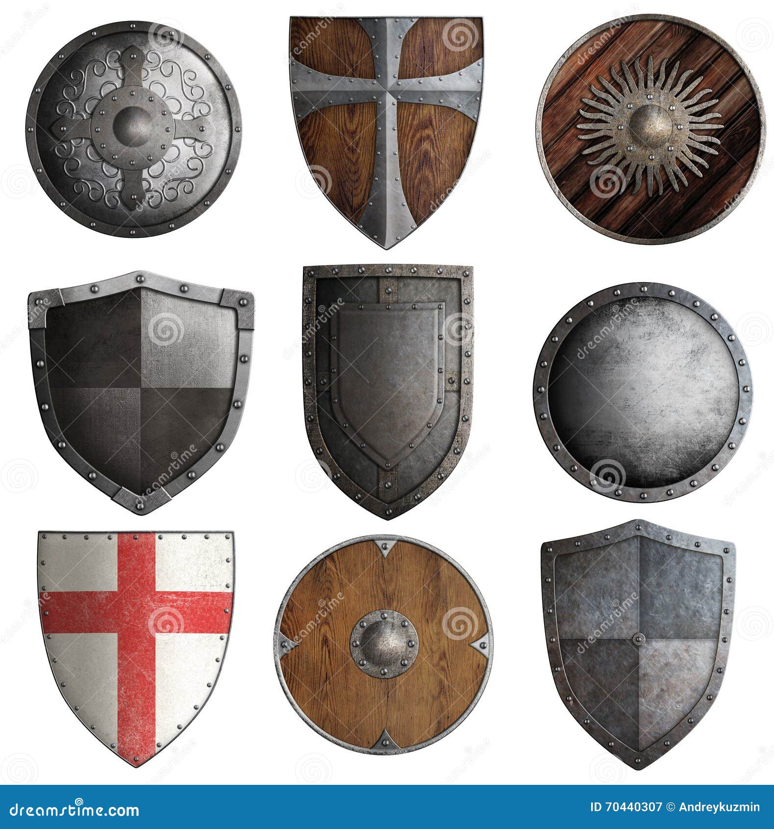 various knight shields set  3d 