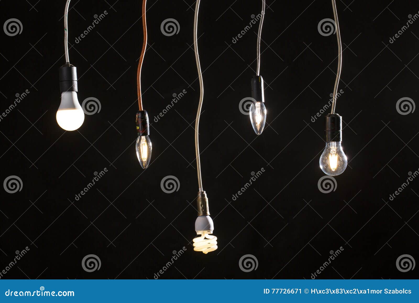 Various Led Lamp on Black Background Stock Image Image of background
