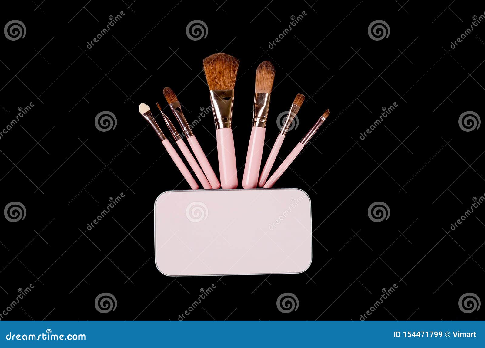 Various Makeup Brushes on Black Background Stock Image Image of face, glamour 154471799