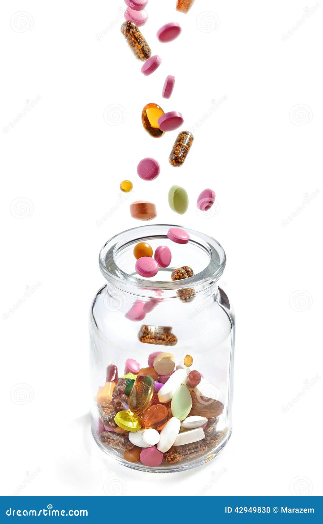 Various Medical Pills Falling into Jar Stock Photo Image of narcotic