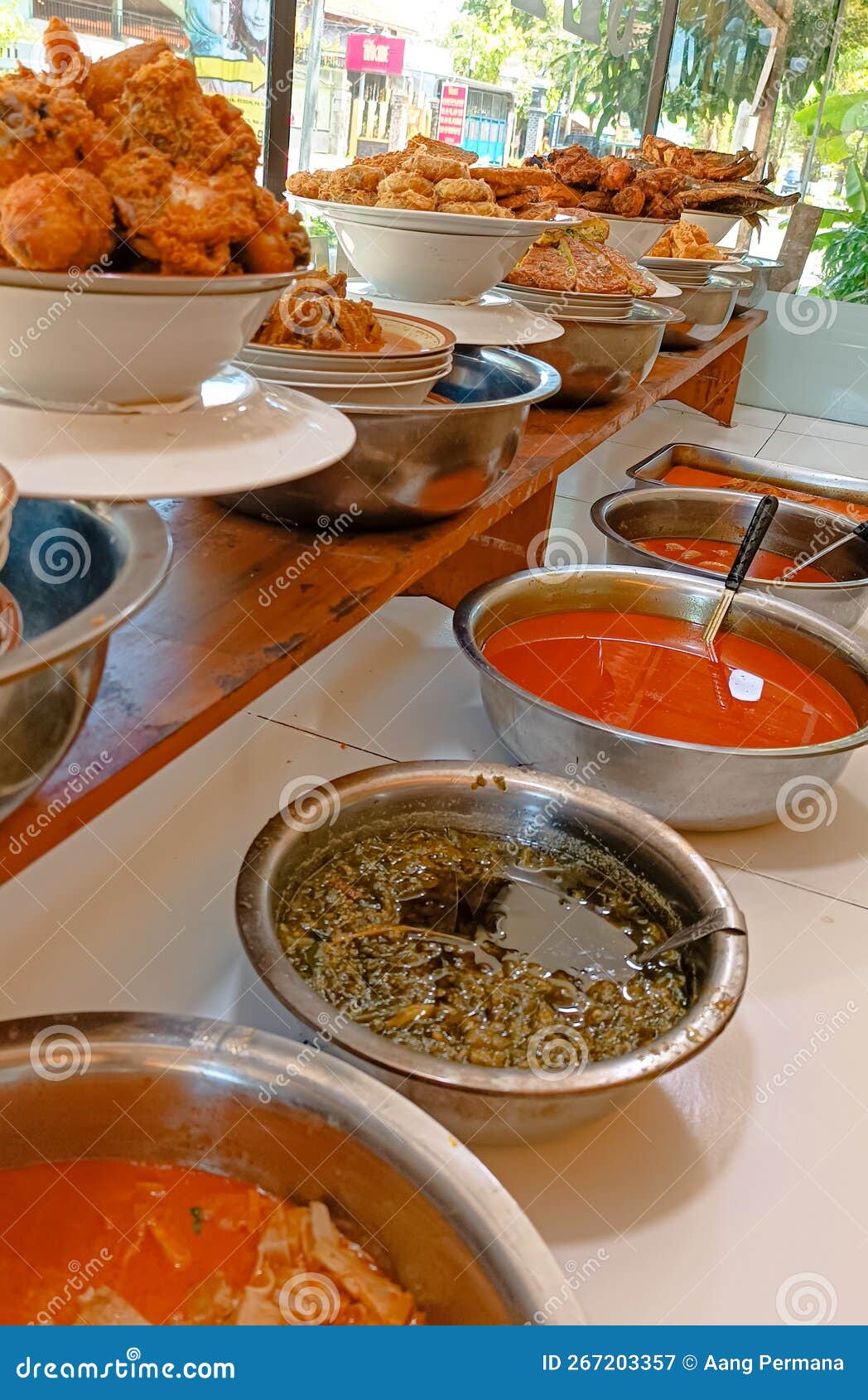 Various Menu Choice in Typical Indonesian Street Food Called Nasi