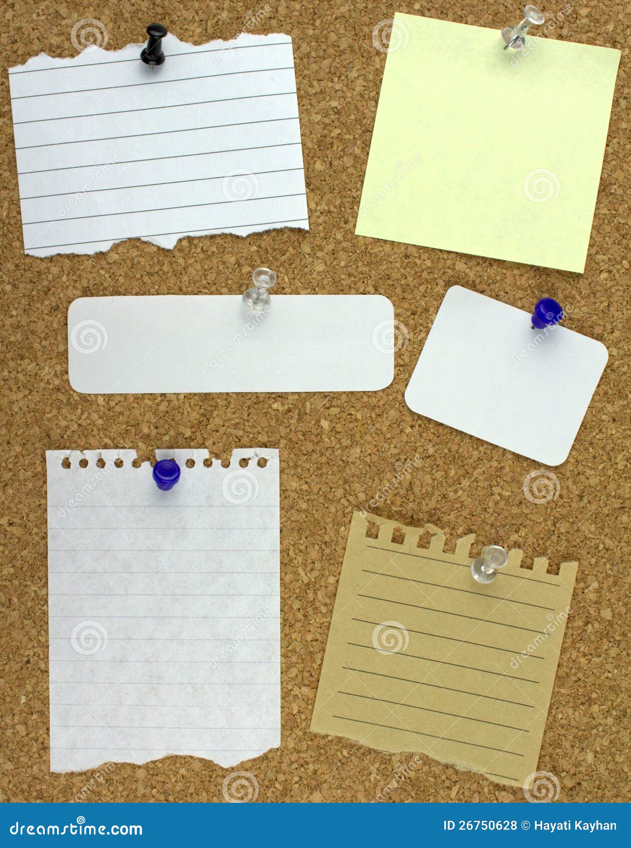 Various Note Papers on Cork Board Stock Photo Image of noticeboard