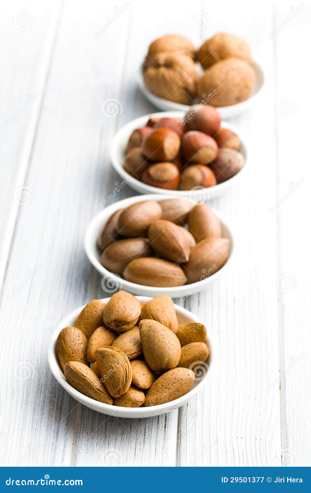 Various Nuts in Ceramic Bowls Stock Image Image of diet, assorted