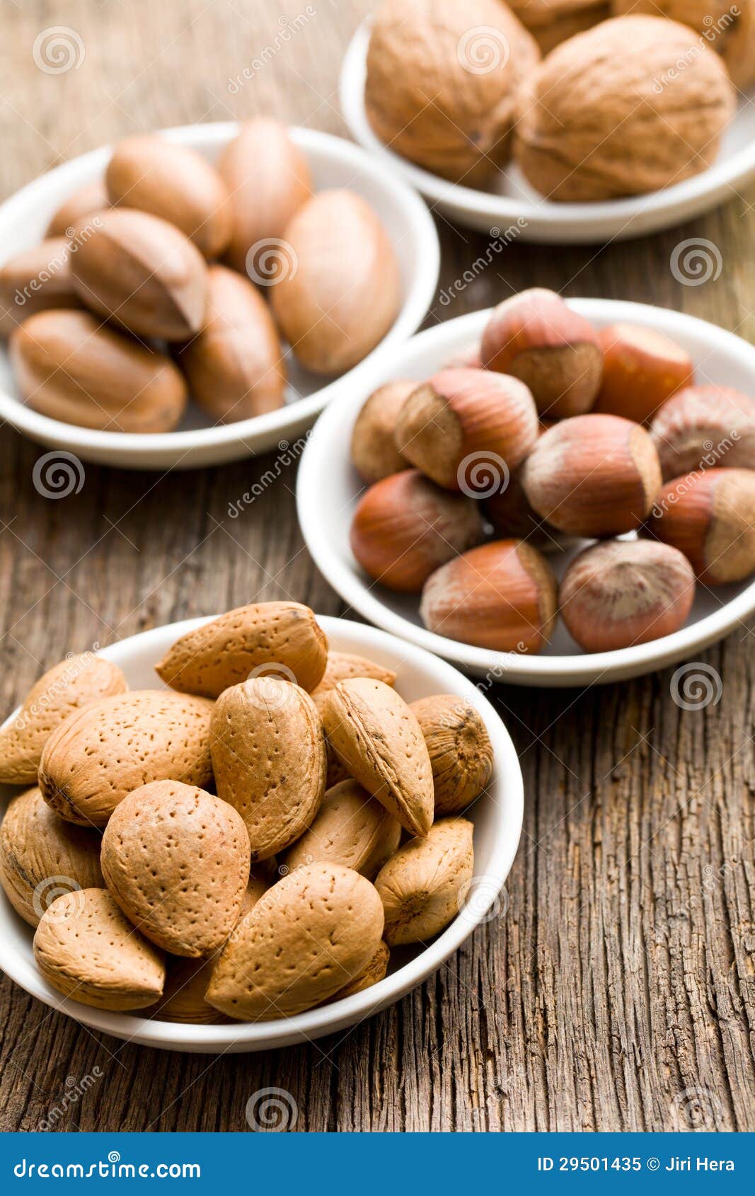 Various Nuts in Ceramic Bowls Stock Image Image of fruit, variety
