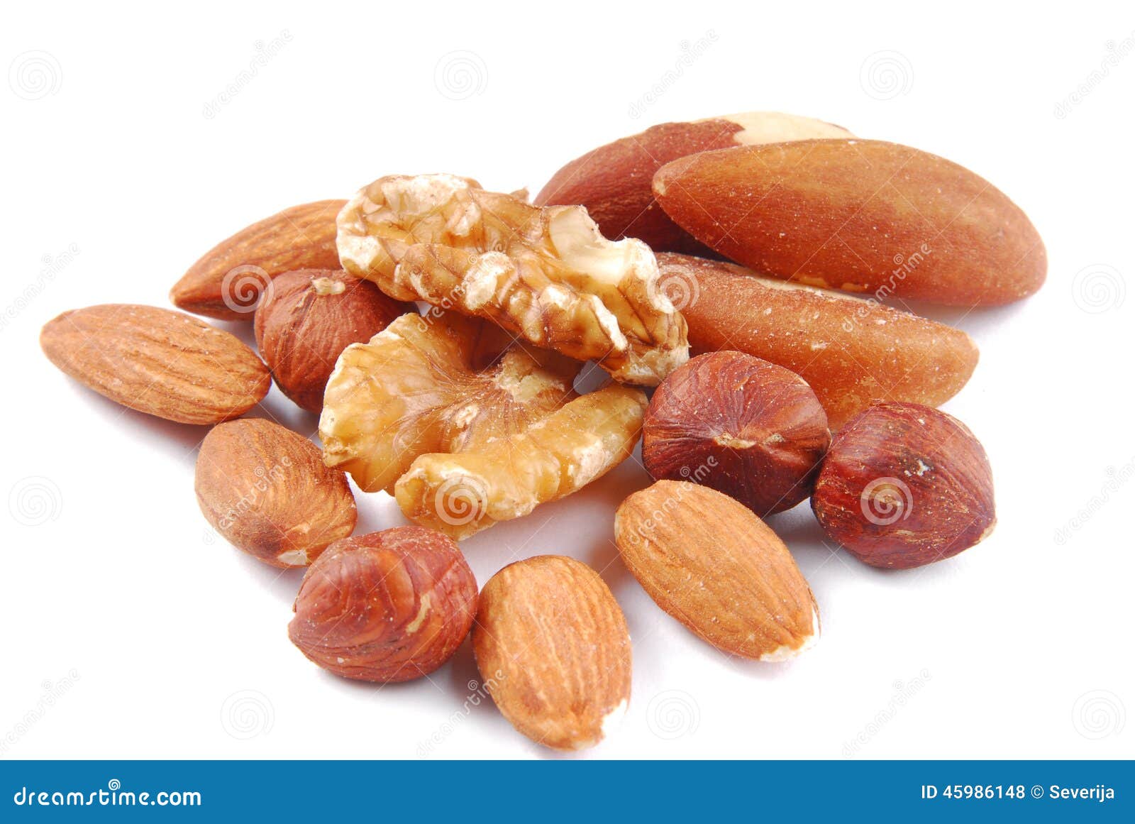 Various nuts isolated stock photo. Image of nature, group 45986148