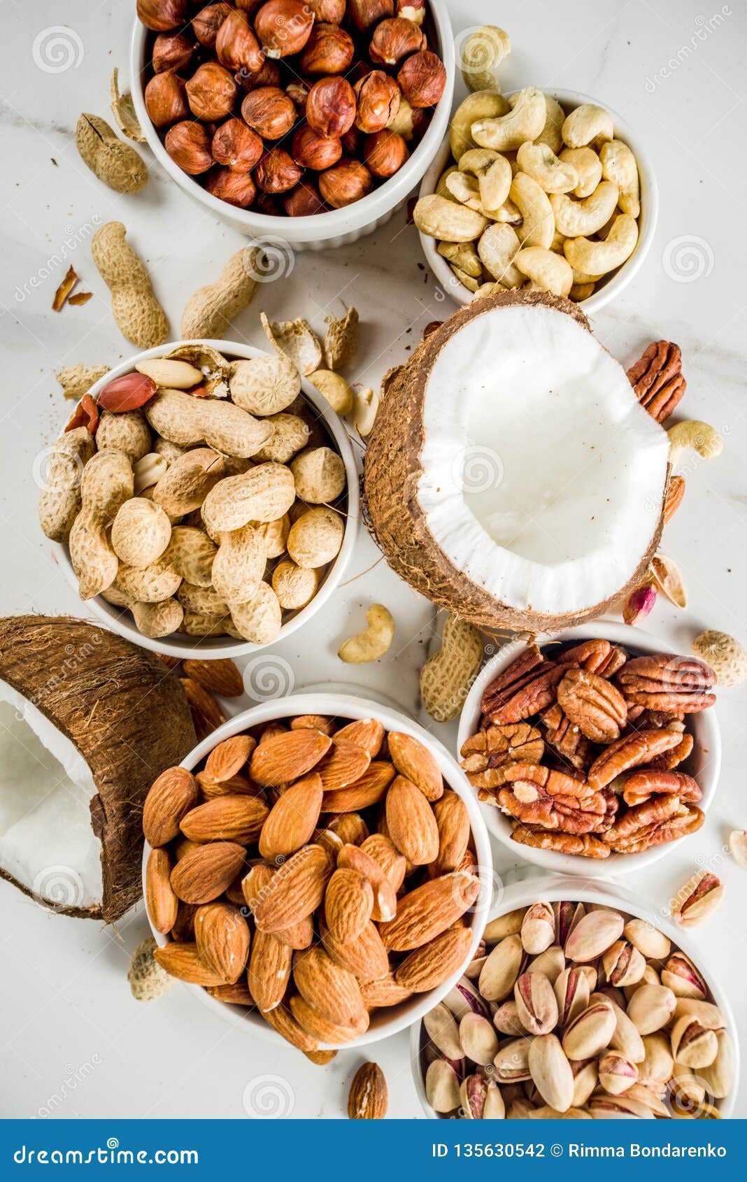 Various organic nuts stock photo. Image of bowl, hazelnuts 135630542