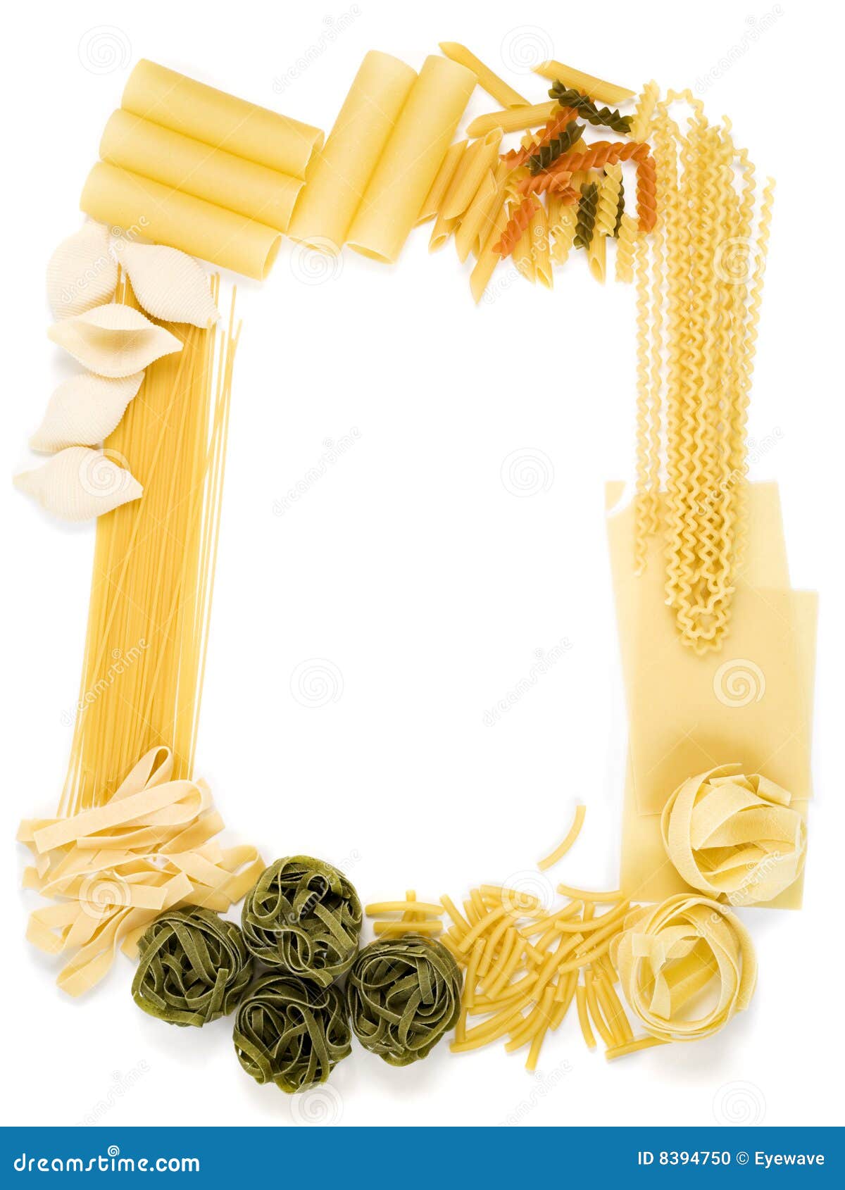 Various pasta frame stock photo. Image of farfalle, spinach 8394750