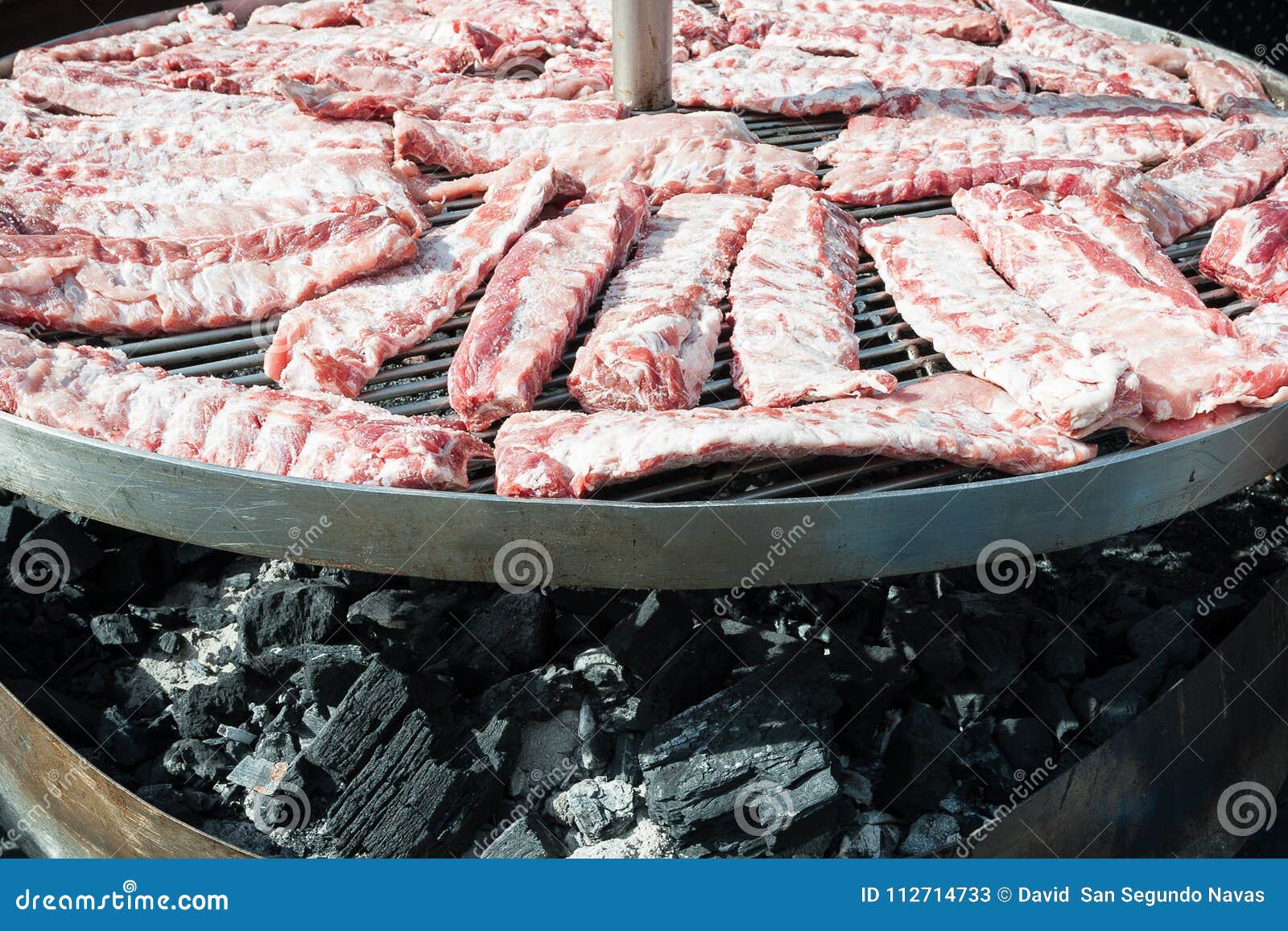 Various Pieces of Meat on the Charcoal Grill Stock Image Image of
