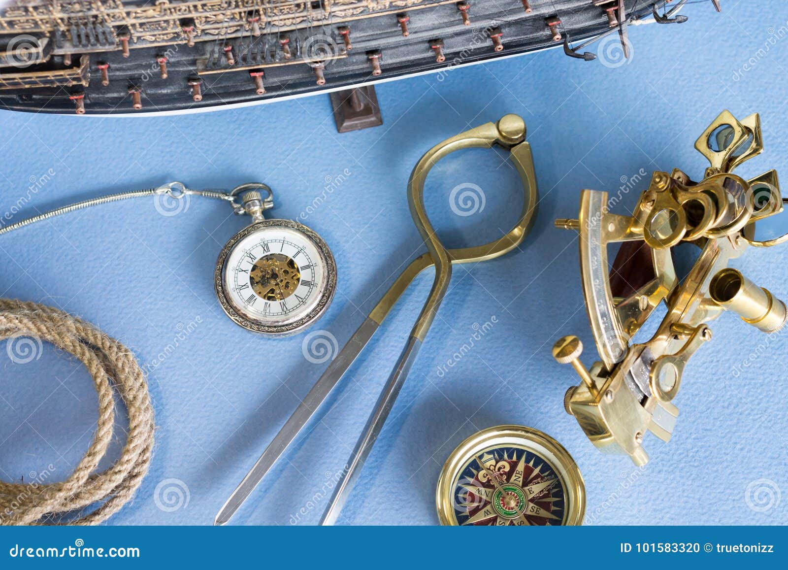 Nautical equipment stock photo. Image of brass, clock 101583320