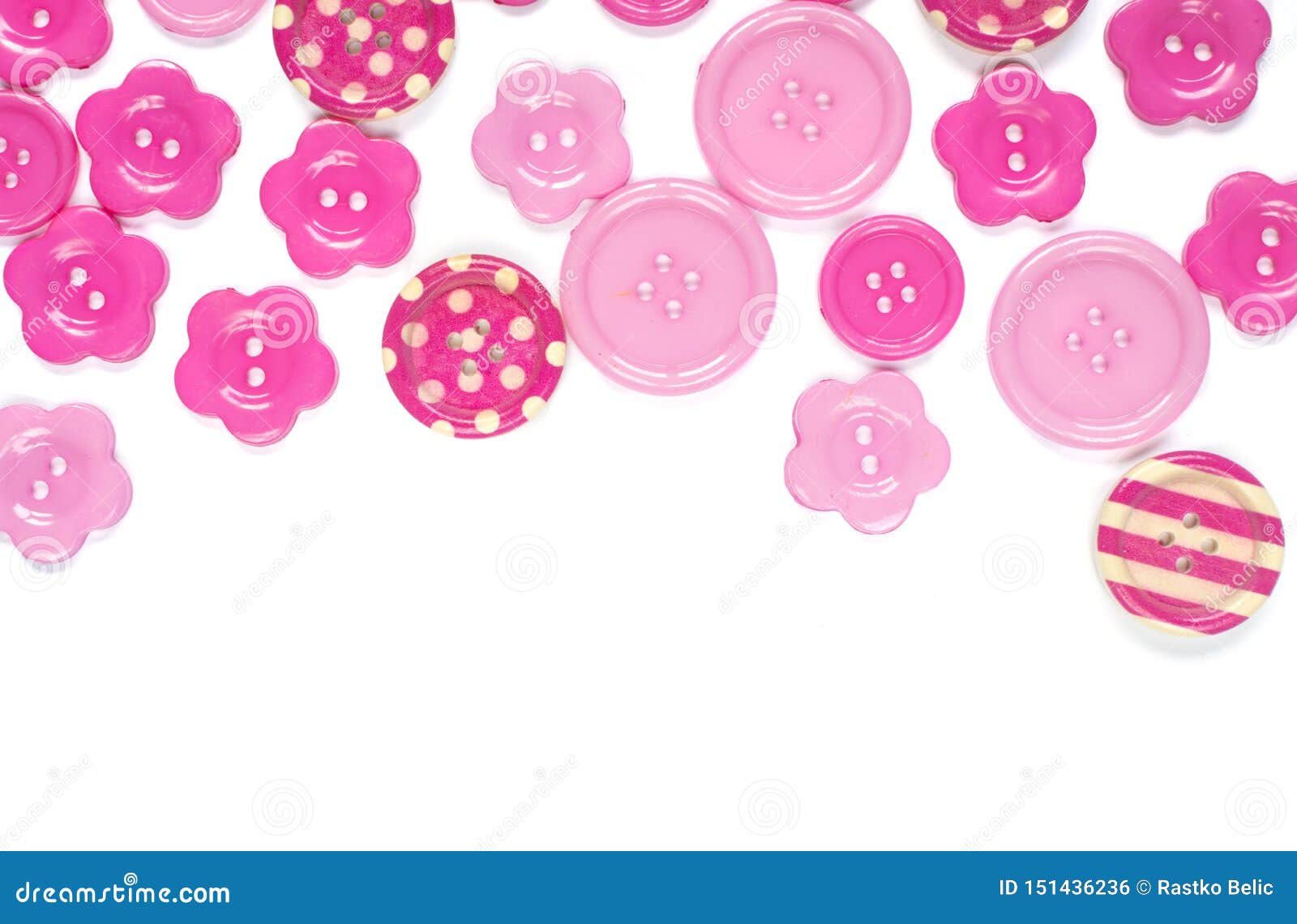 Various Pink Sewing Buttons Isolated on White Background Stock Photo