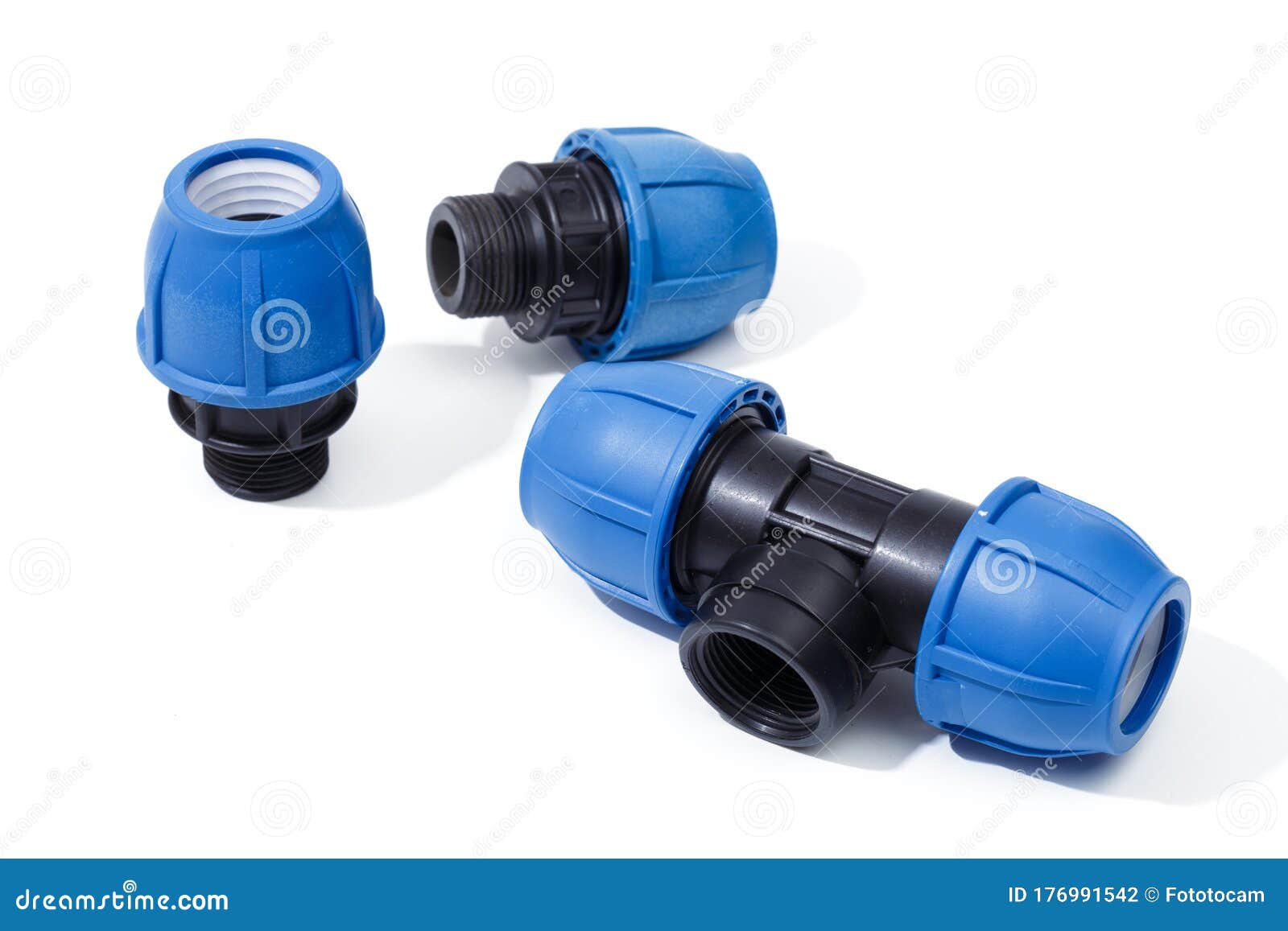 Various Plastic Fittings For Polypropylene Pipes On A White Background ...