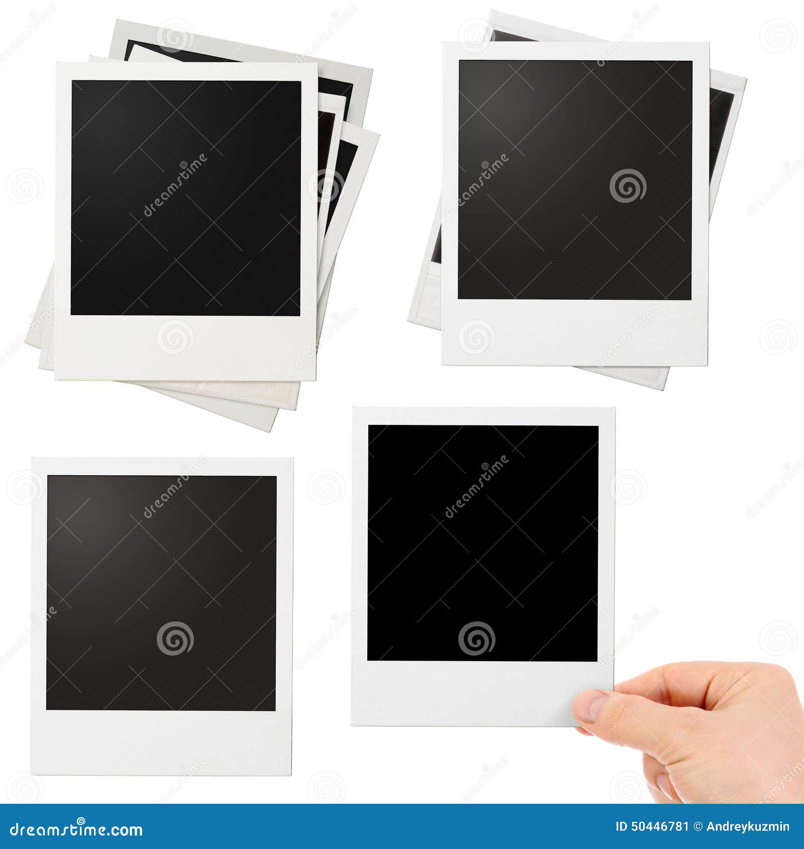 Various Polaroid Photo Frames Set Isolated Stock Image Image of space