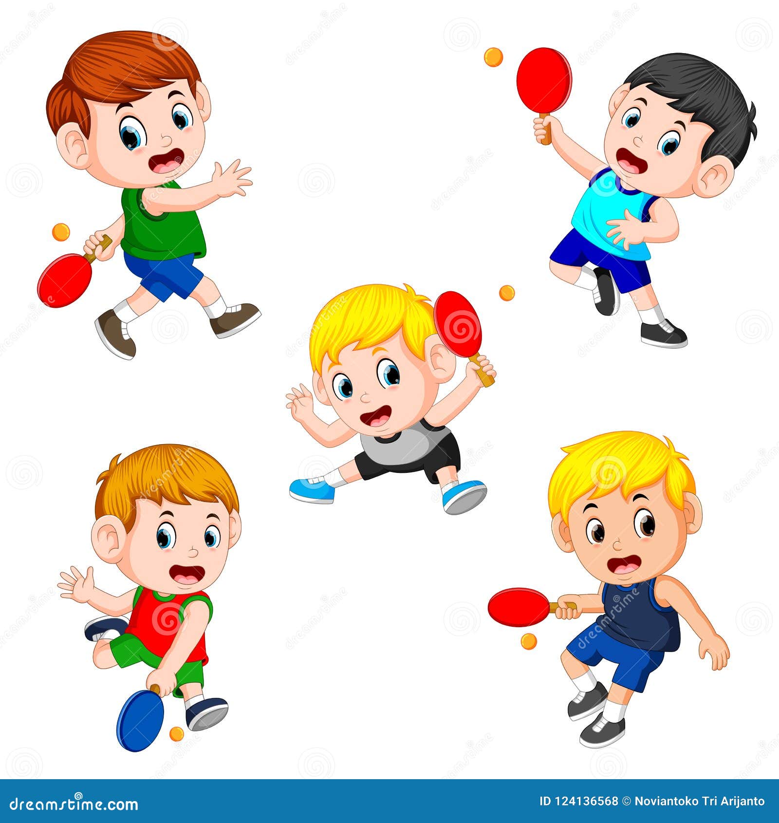 The Various Positions of the Tennis Table Player Stock Vector
