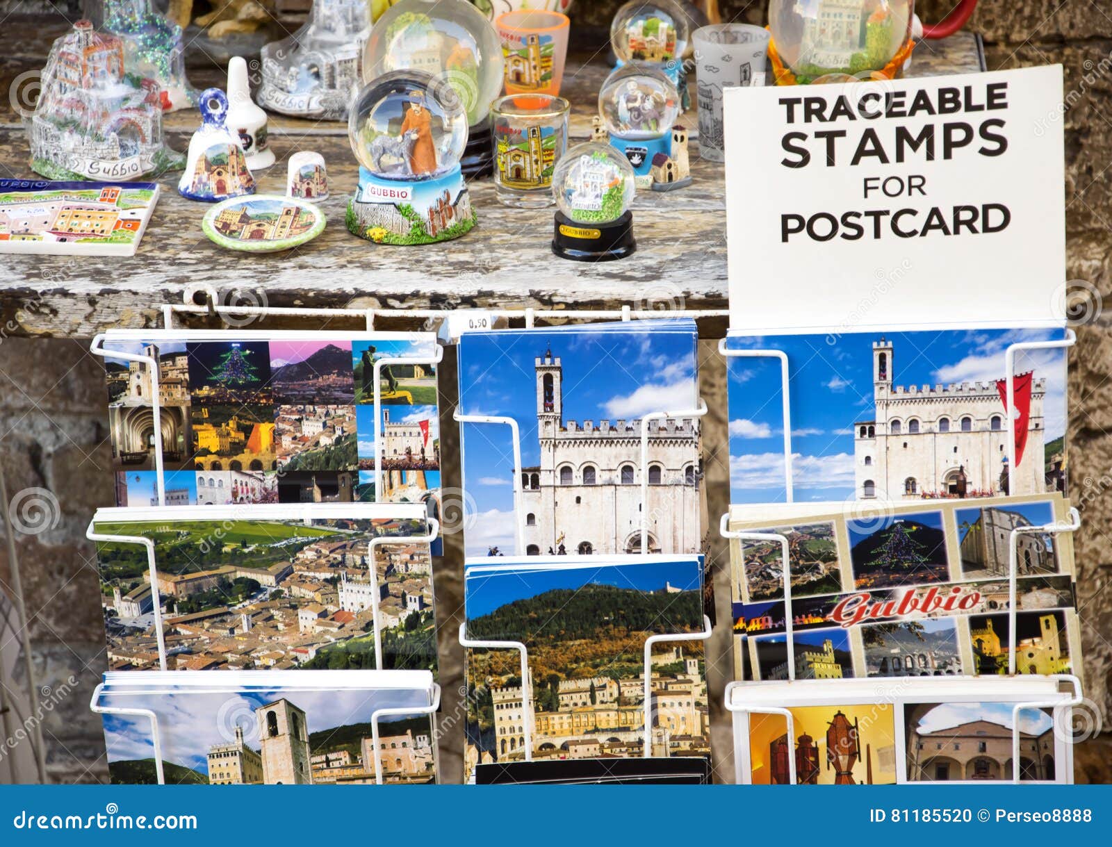 Various Postcards from Italy Displayed at Souvenir Shop Editorial Image