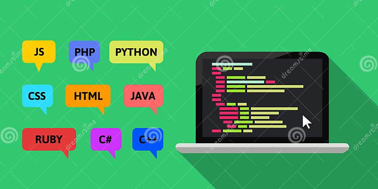 Programming Languages Concept in Colorful Flat Design Stock Vector ...