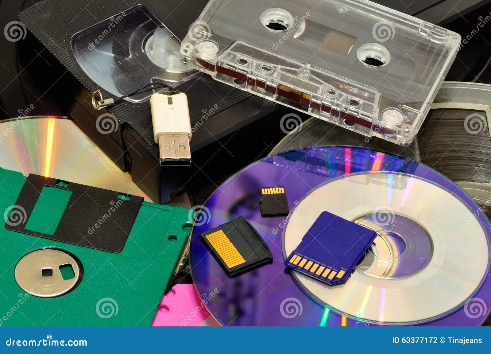 Various recording devices stock photo. Image of disk 63377172