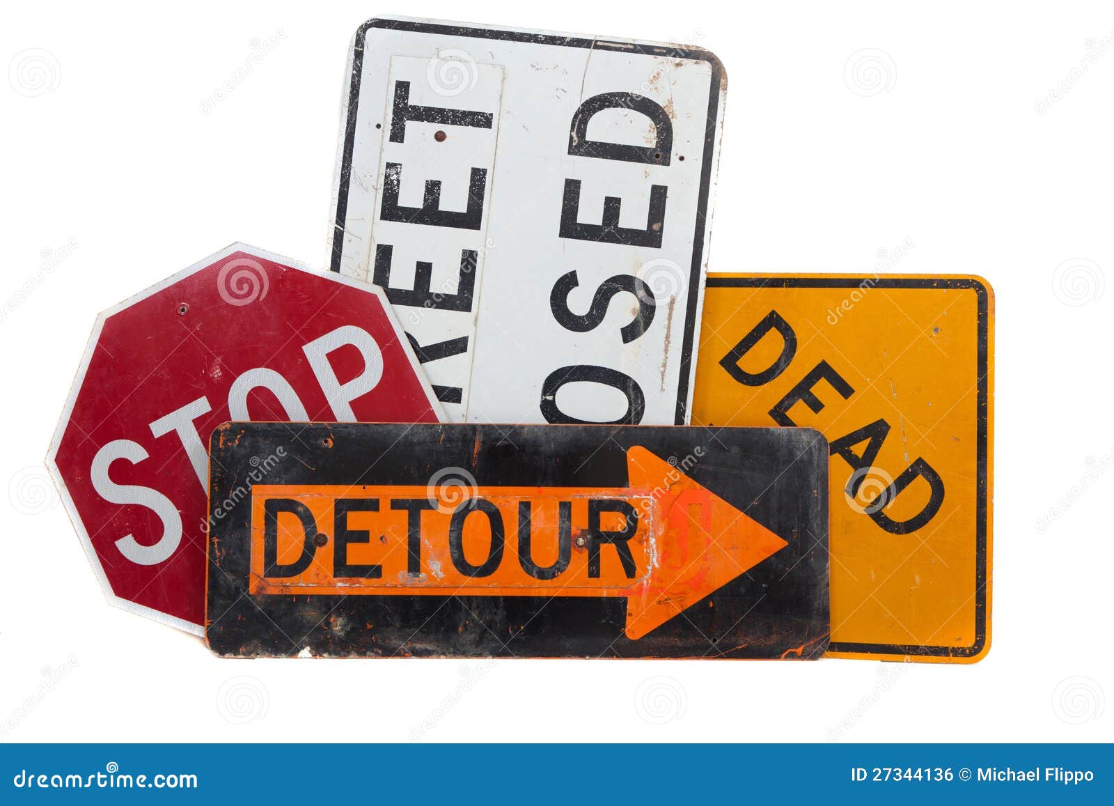 various road signs on a white background