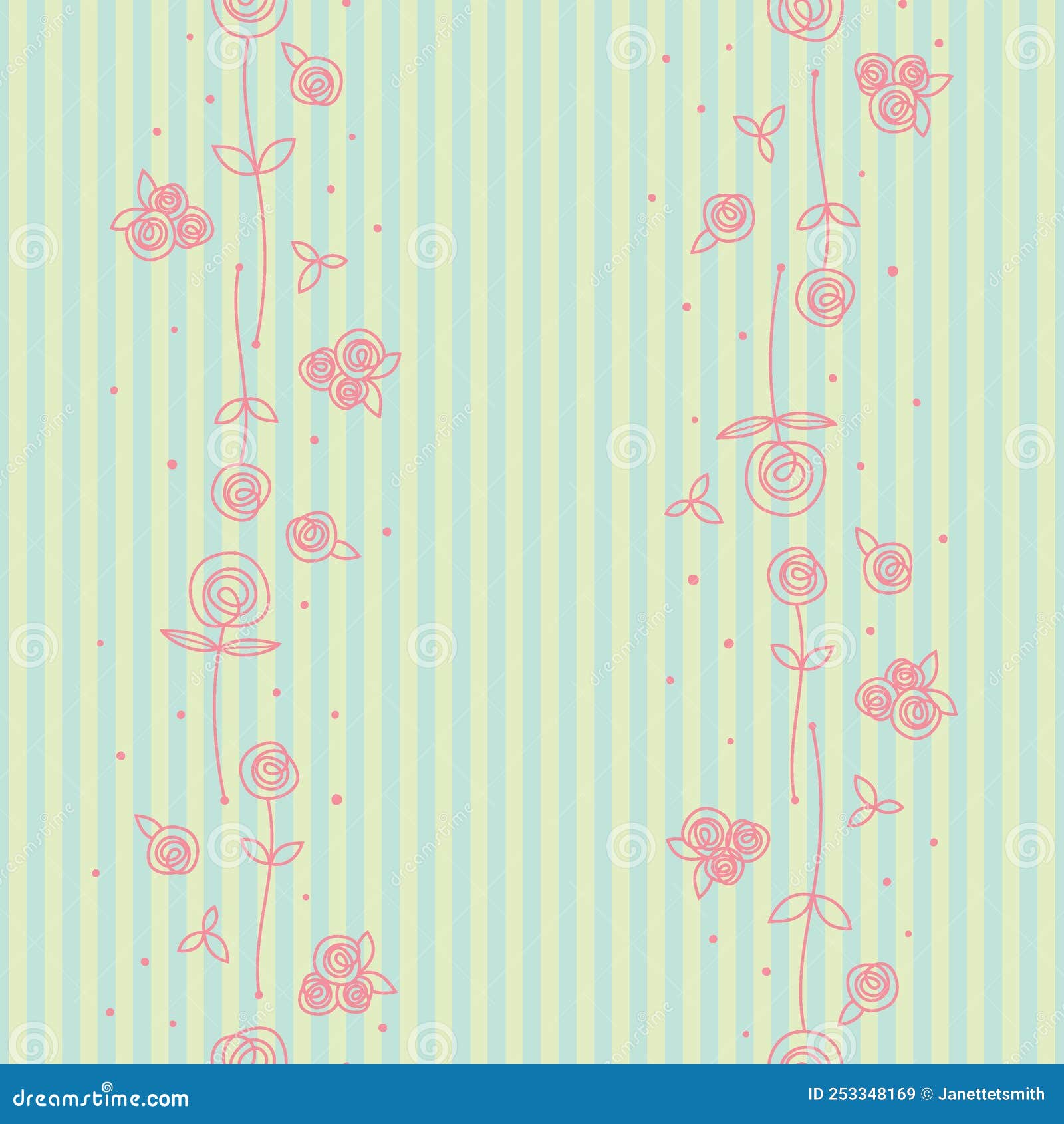 Various Rose Doodles Seamless Background Stock Vector Illustration of