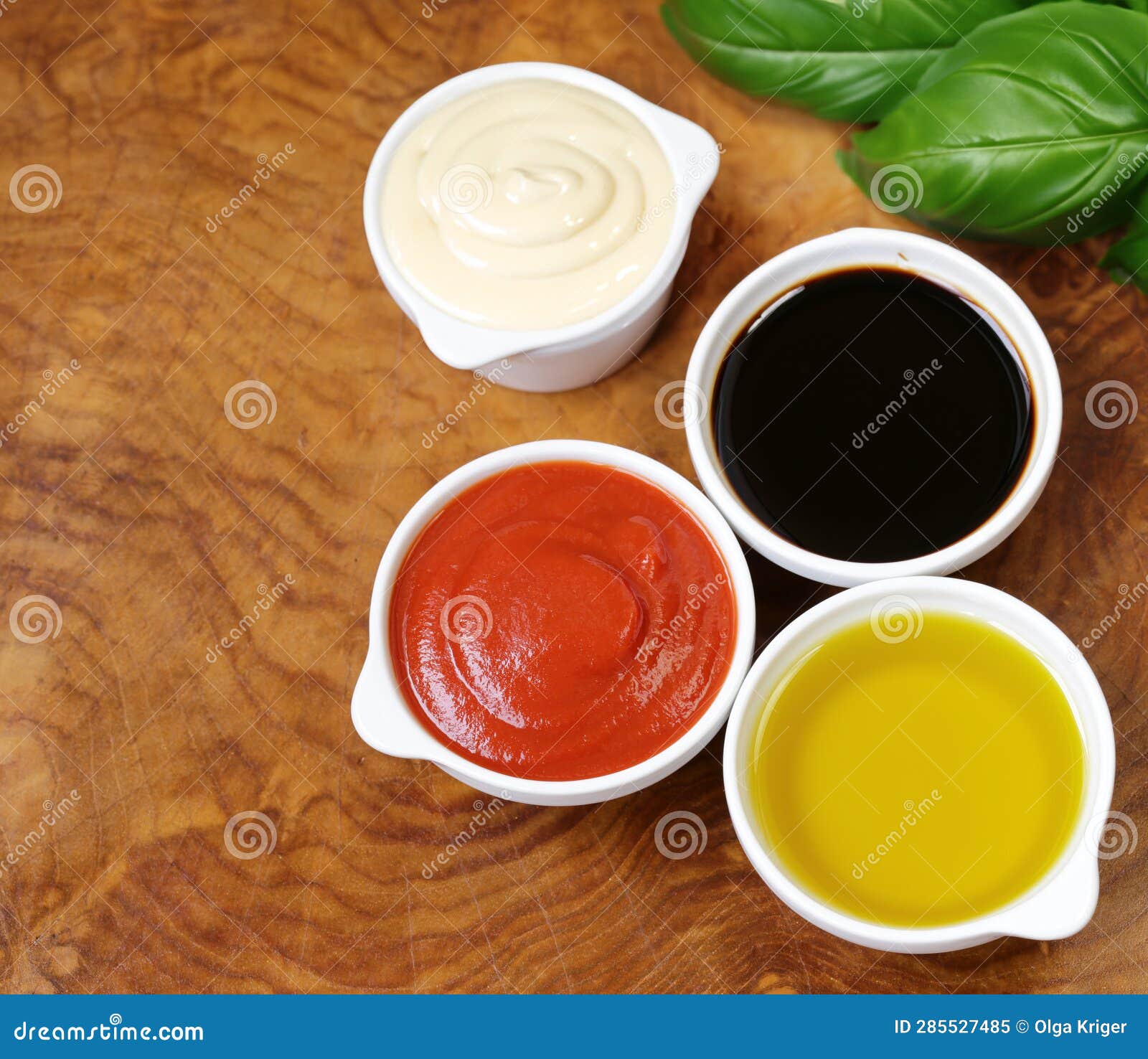 various sauces ketchup, mayonnaise and soy