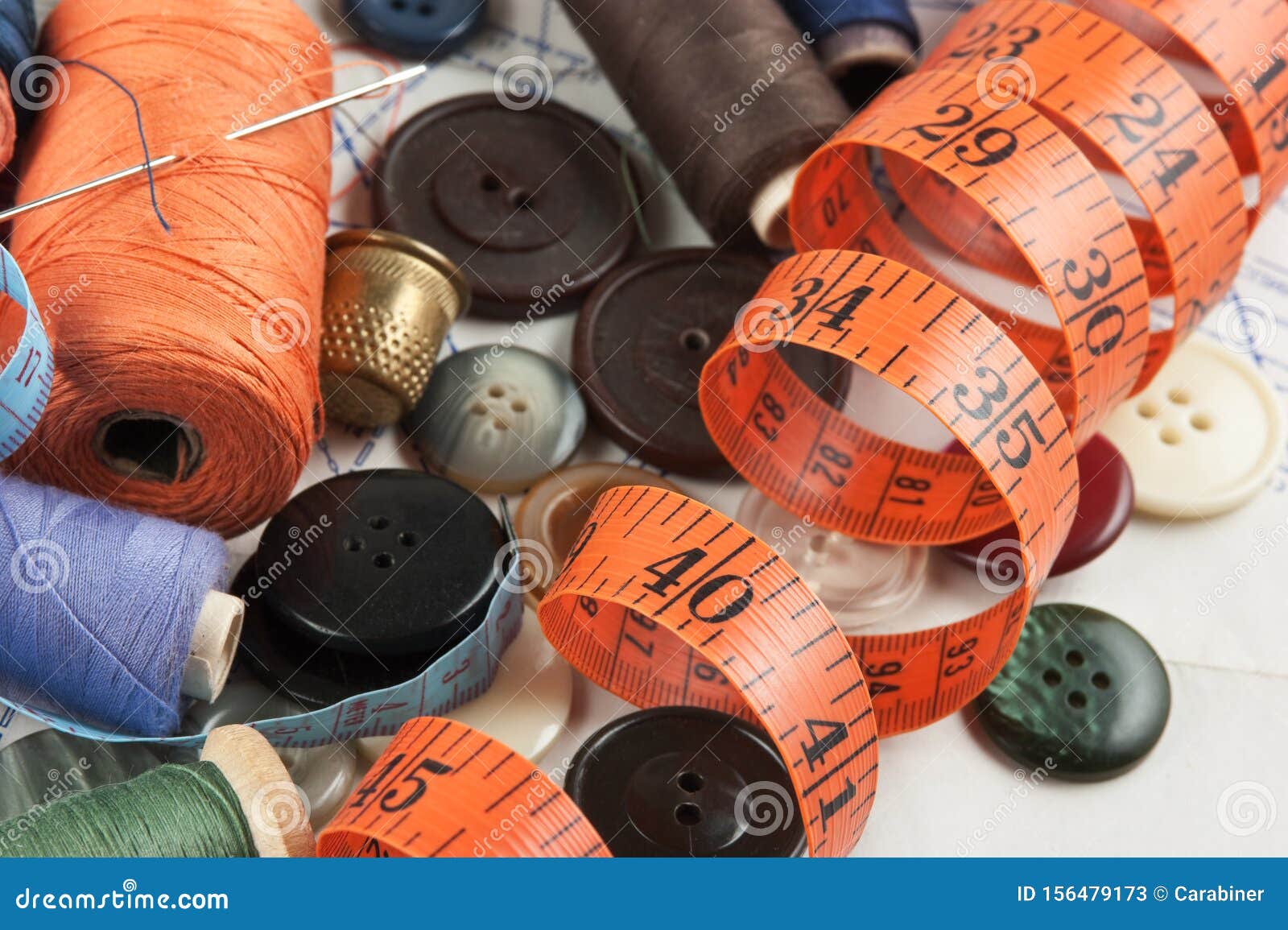 Various Sewing Accessories in the Scheme Stock Image Image of fiber, orange 156479173