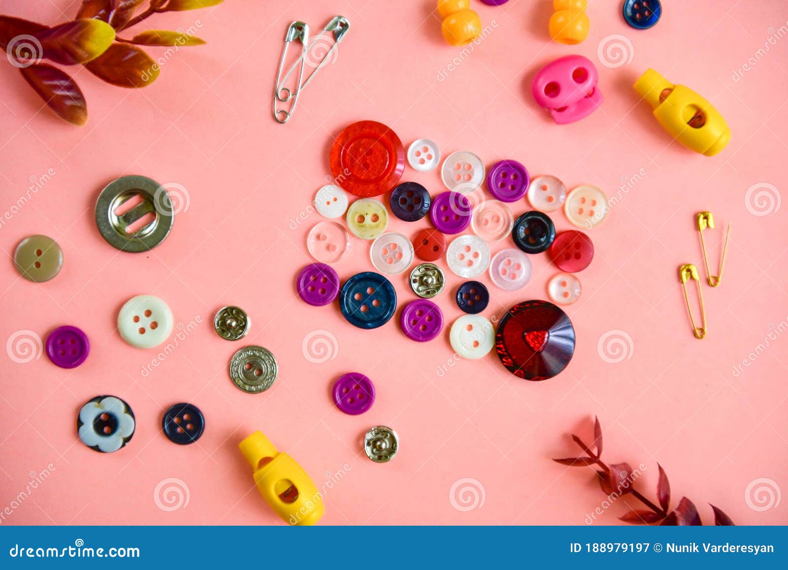 Various Sewing Items on Pink Background Stock Image Image of