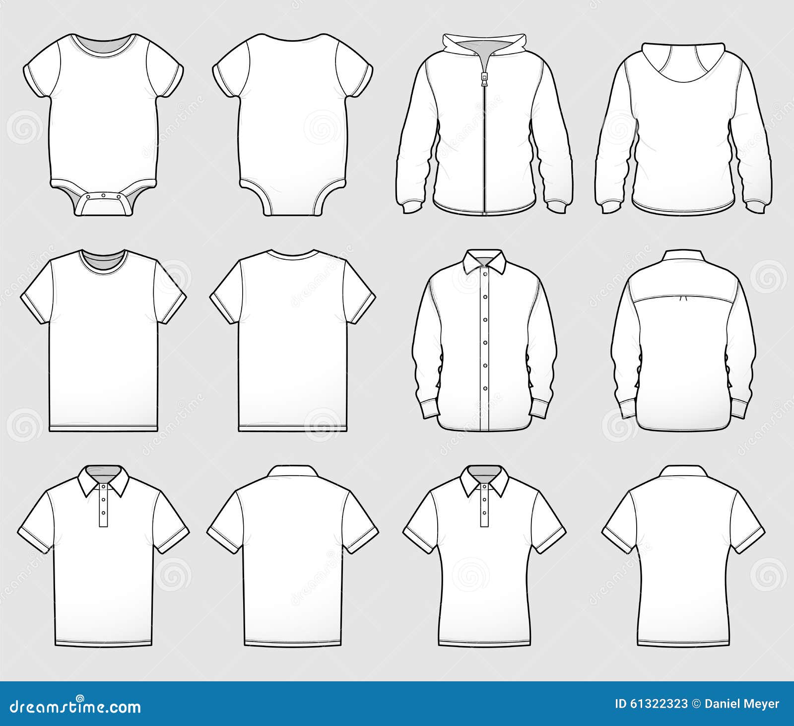 Various Shirt Templates Front and Back Stock Illustration ...