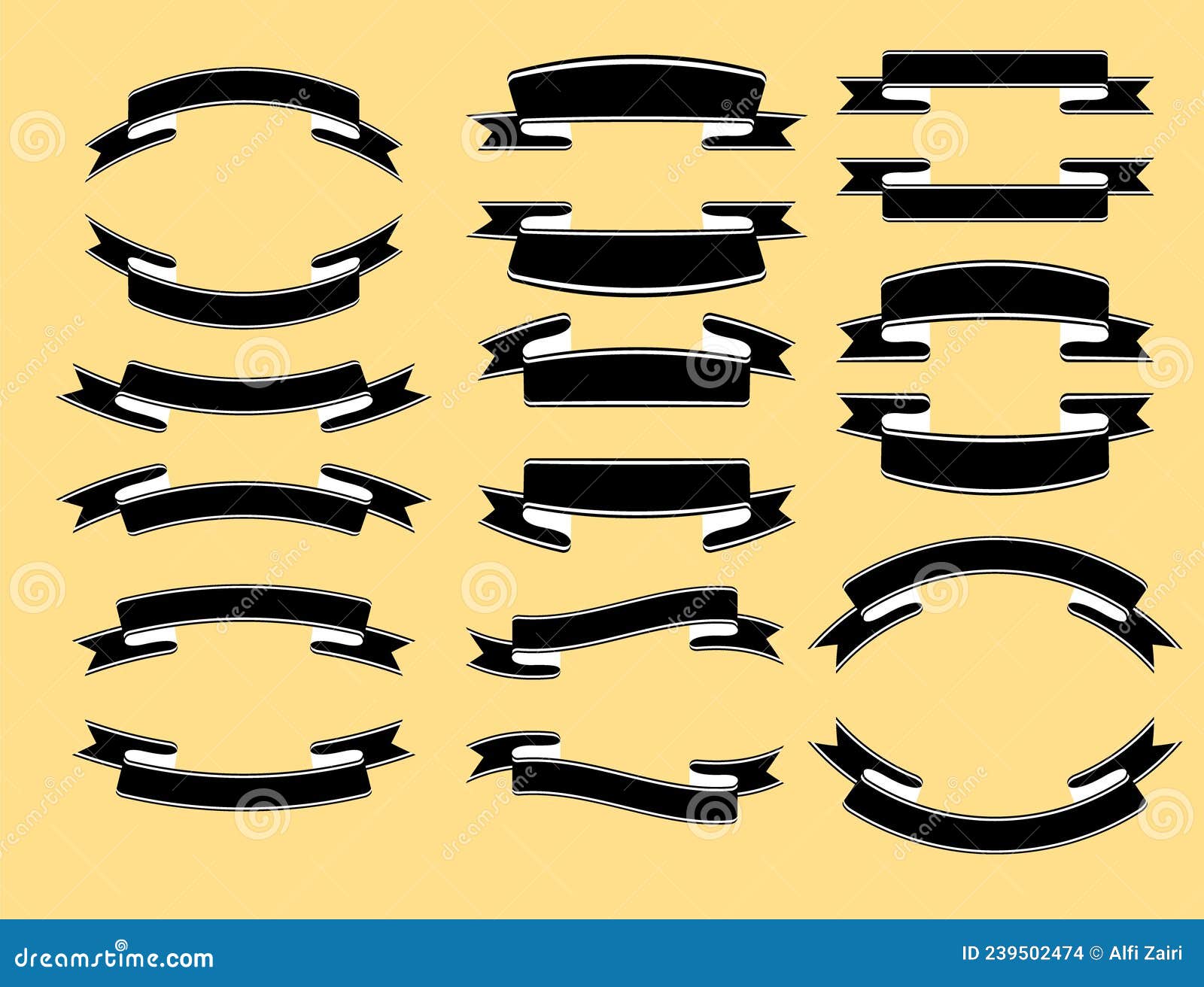 Various Silhouette Banner and Ribbon Stock Vector Illustration of design, icon 239502474