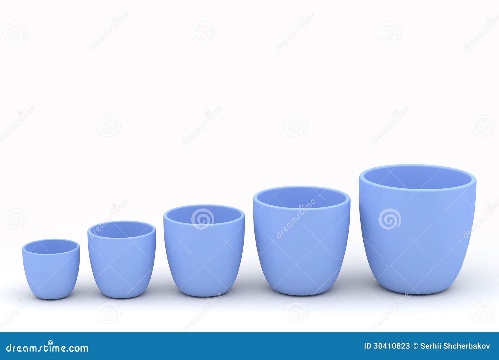 Various Size Ceramics Flowerpot Set, Rendered Models Stock Illustration