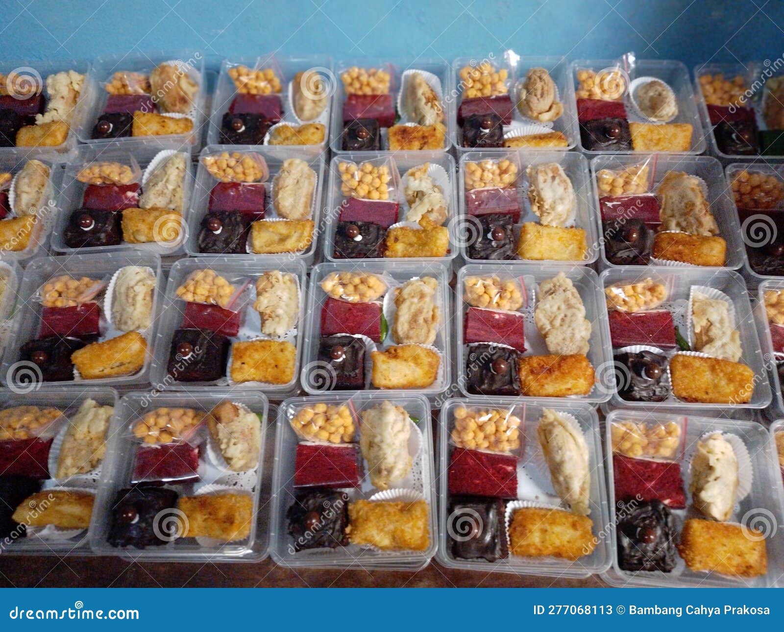 Various Snacks in the Box Ready To Be Sent To the Customer Stock Image
