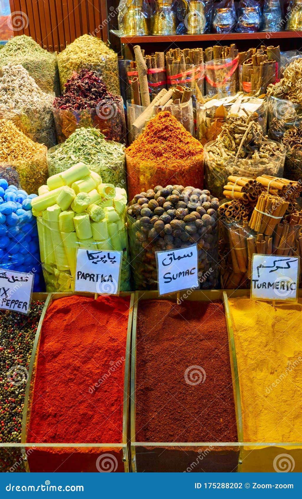 Various Spices and Herbs at the Market Stock Photo Image of closeup