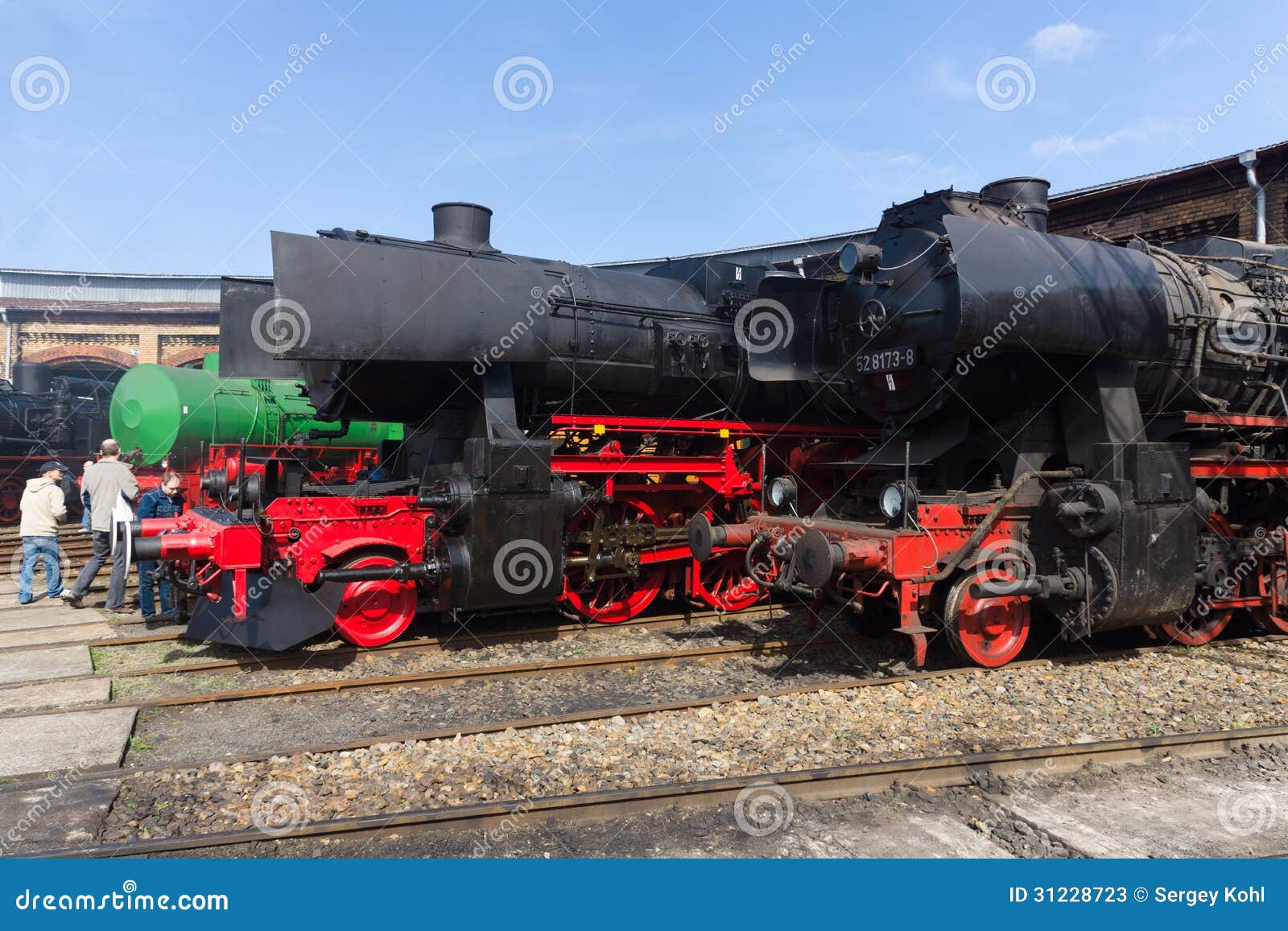 BERLIN - APRIL 20: Various steam locomotive, the Spring Festival, the exhibition in the Rail yard Schoeneweide, April 20, 2013 in Berlin, Germany