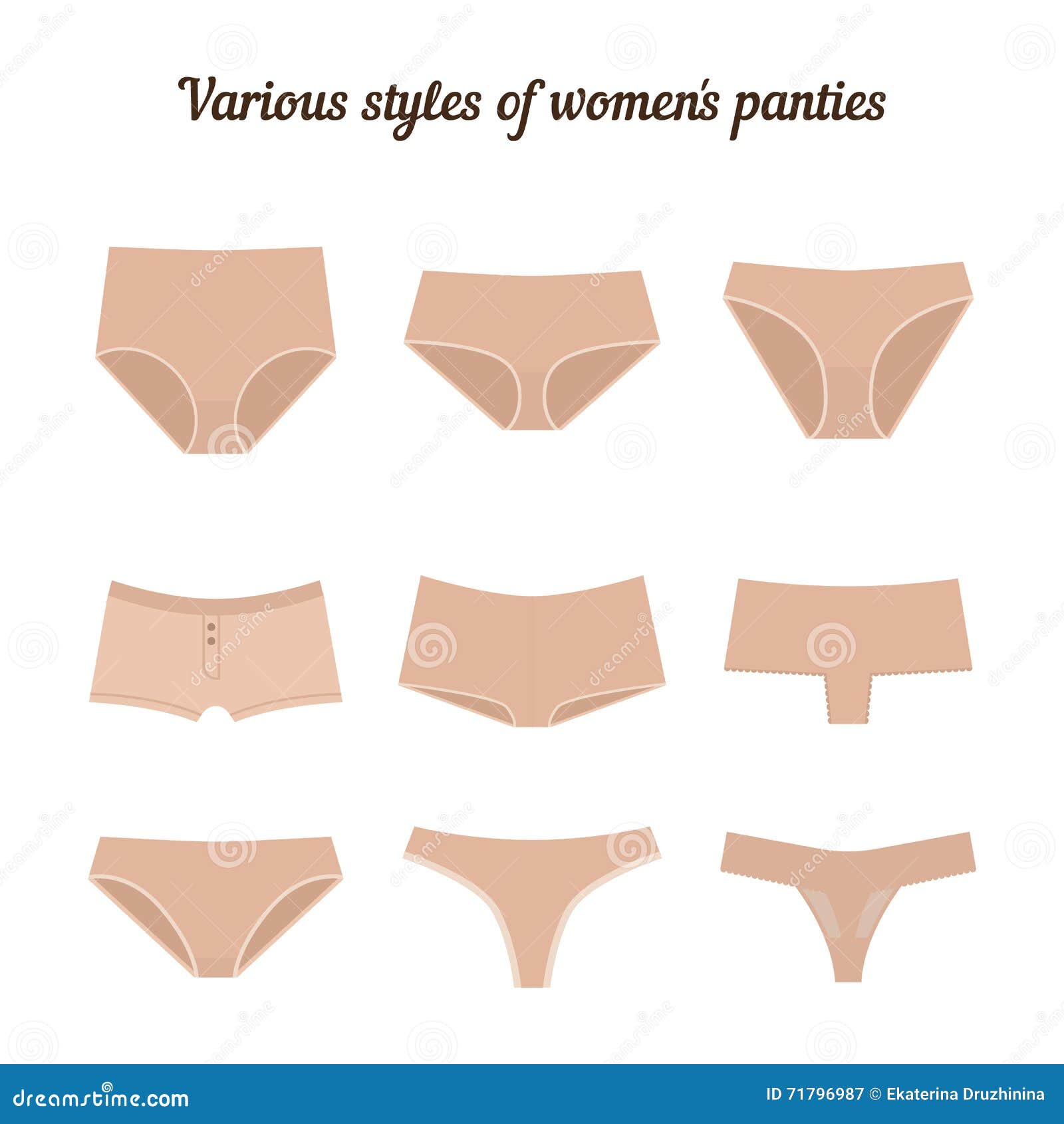 Various Styles of Women Panties Stock Vector Illustration of body, shape 71796987