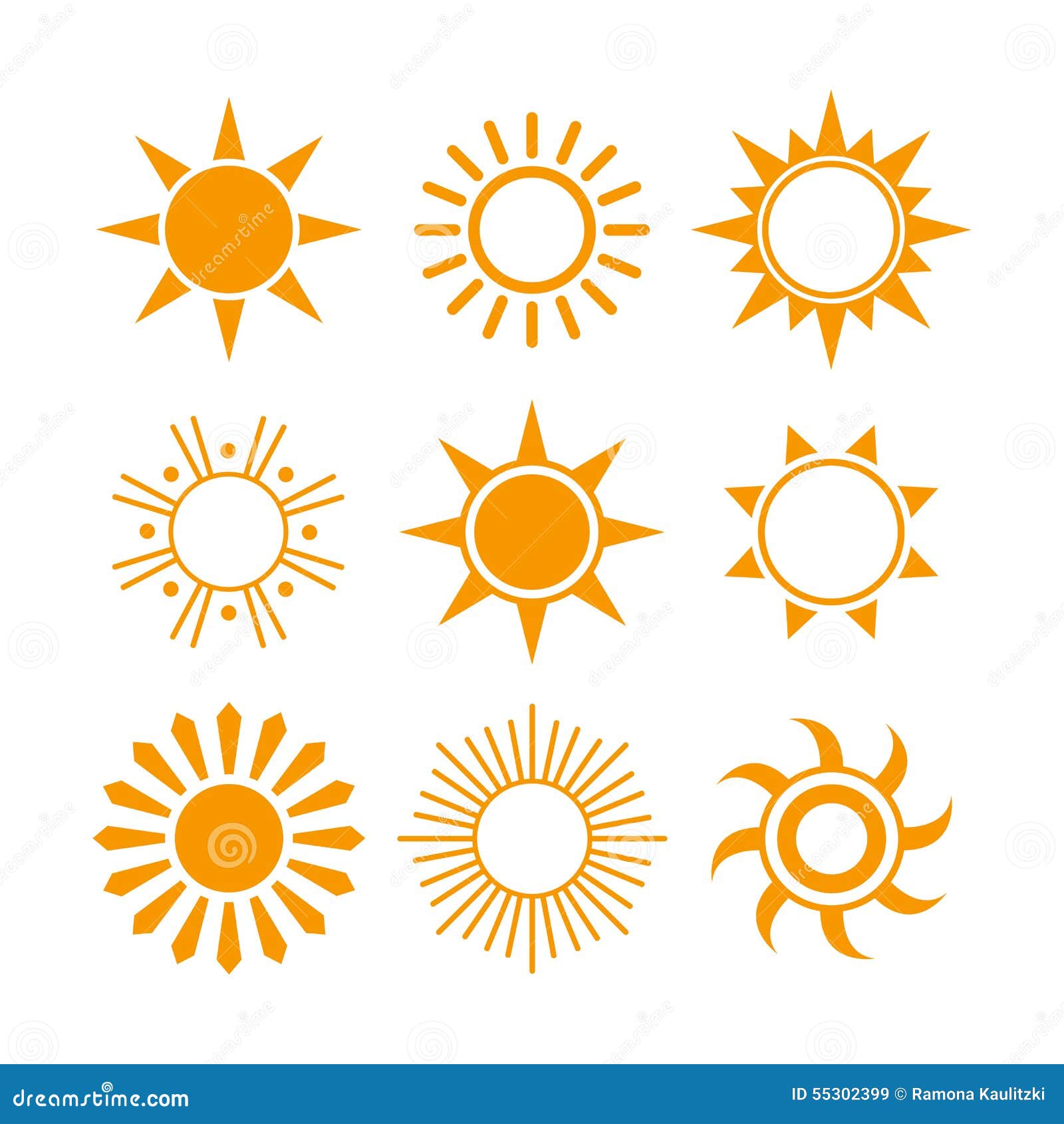 Various Sun Icons stock illustration. Illustration of suns - 55302399