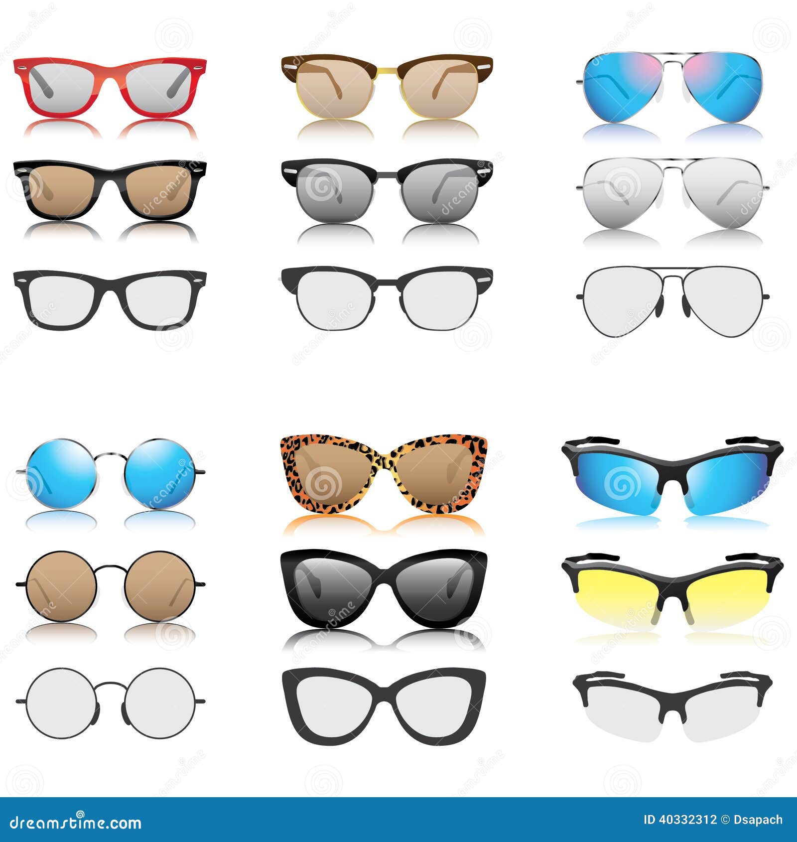 Various Sunglasses Set Icons Stock Vector Illustration of glass