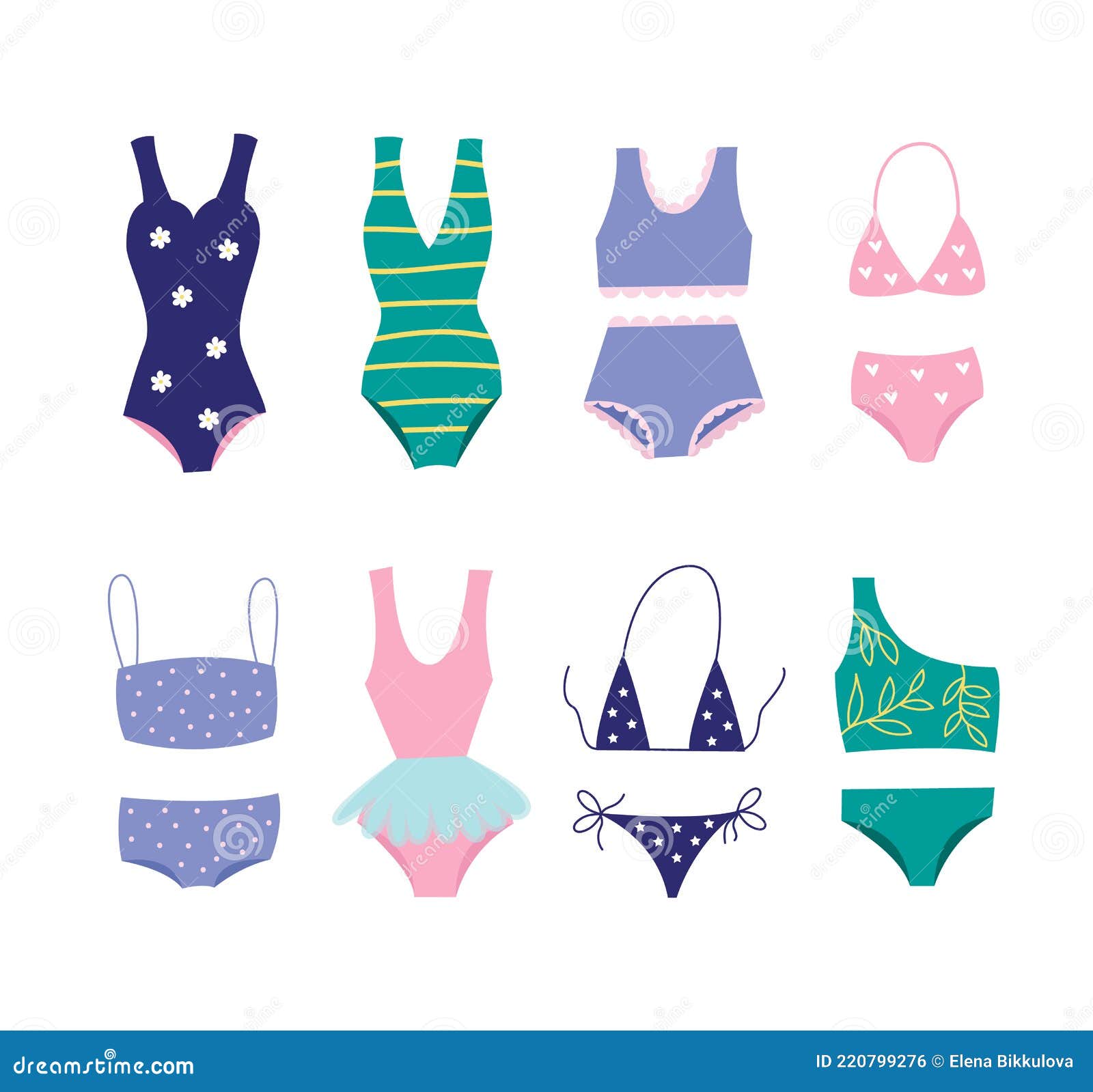 Big Set with Woman Beach Clothes. Stock Vector - Illustration of ...