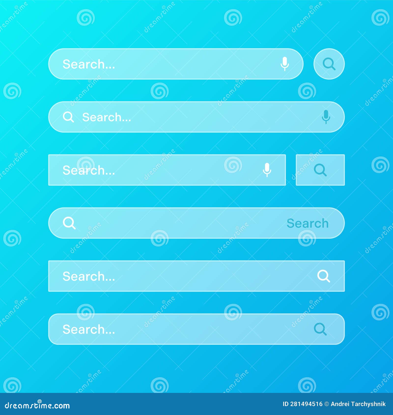 Various transparent search bar templates internet browser engine with