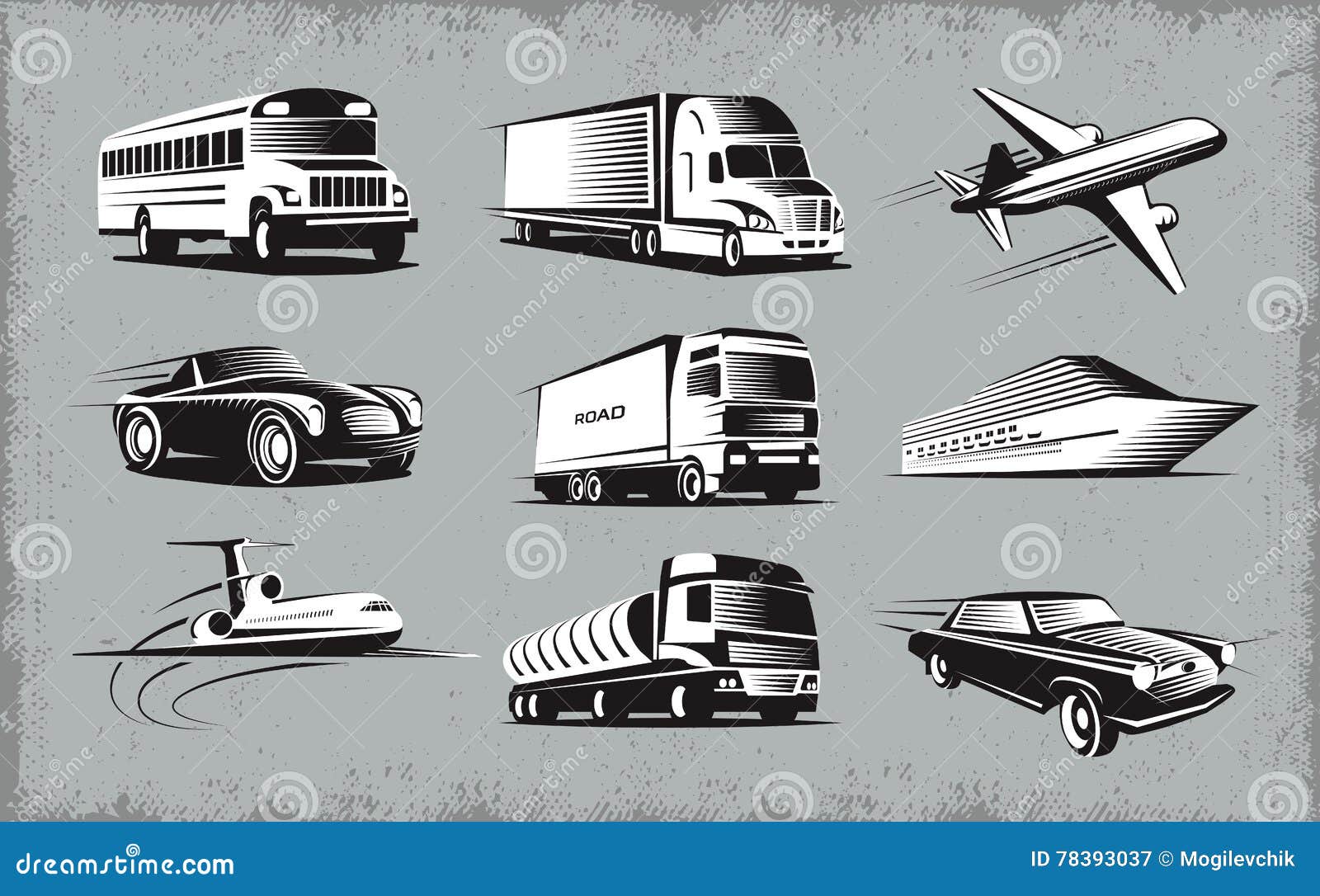 Various Transport Modes Symbol Set Stock Vector Illustration of