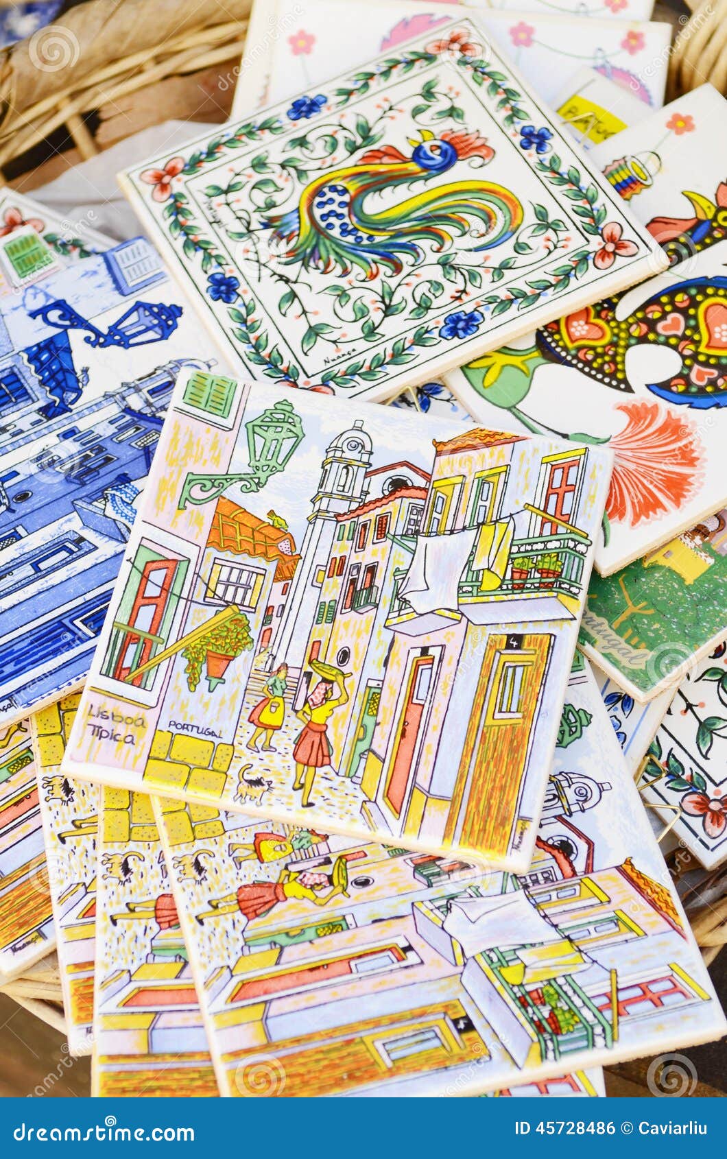 Various Type of Ceramic Tile Gift from Sintra, Portugal Editorial Photo
