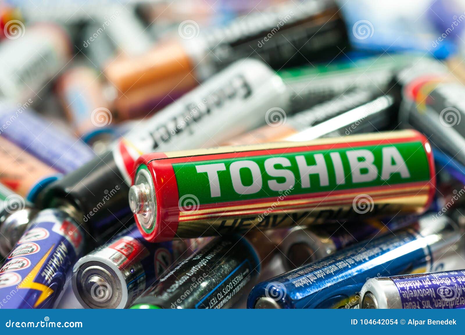 Various Type of Dead Batteries Close Up Shot. Editorial Stock Image