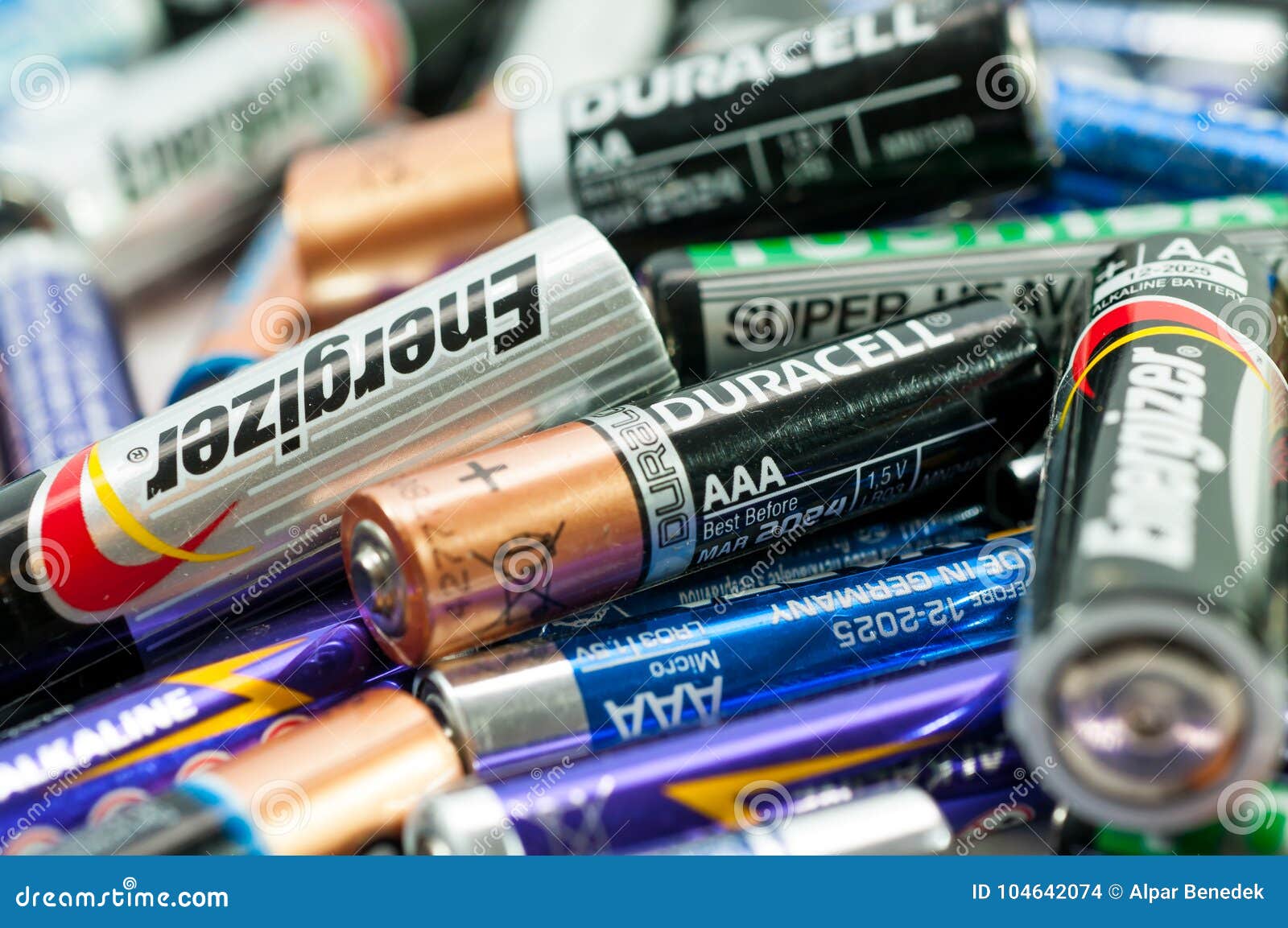 Various Type Of Dead Batteries Close Up Shot Editorial Stock Image