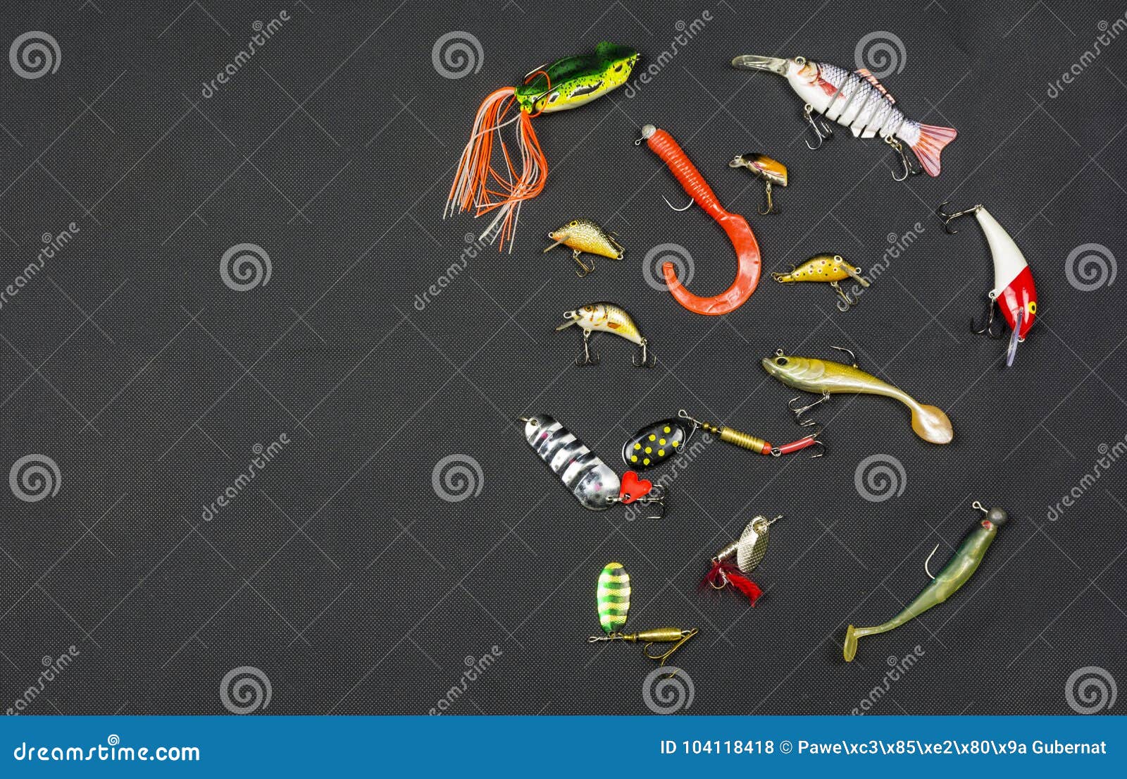 Various Types of Artificial Bait for Angling for Fish. Stock Photo