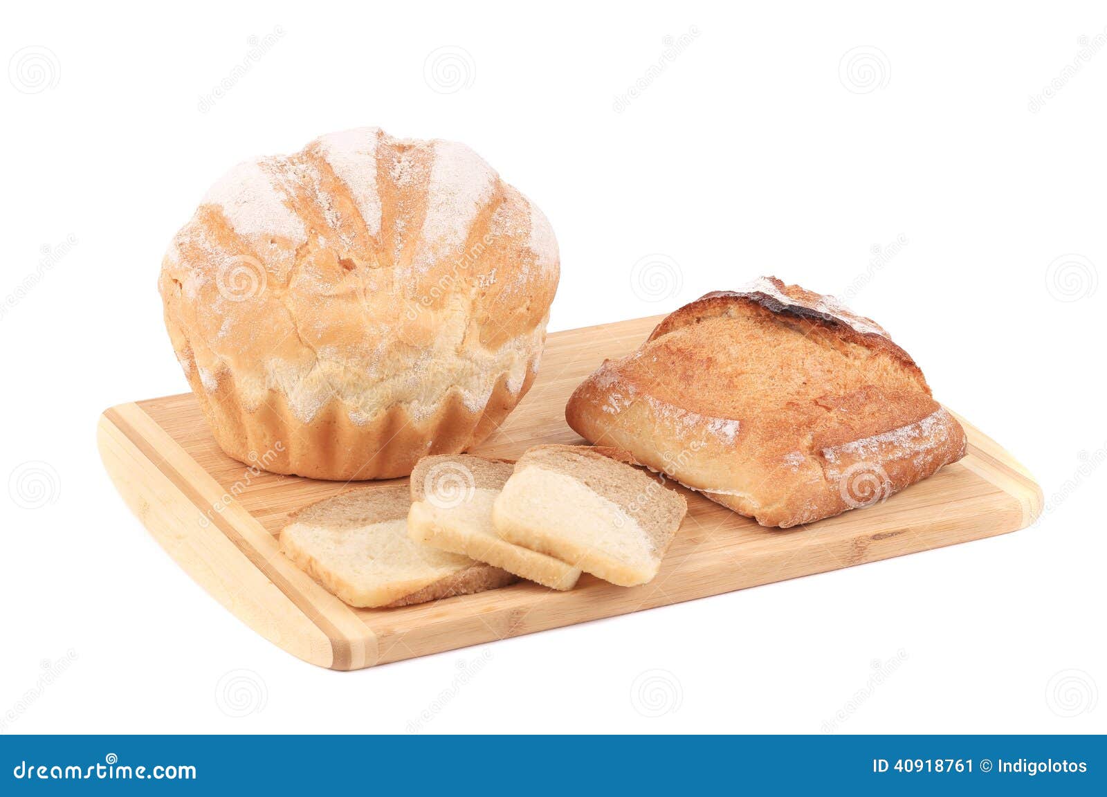 Various Types of Bread on Cutting Board. Stock Image Image of large