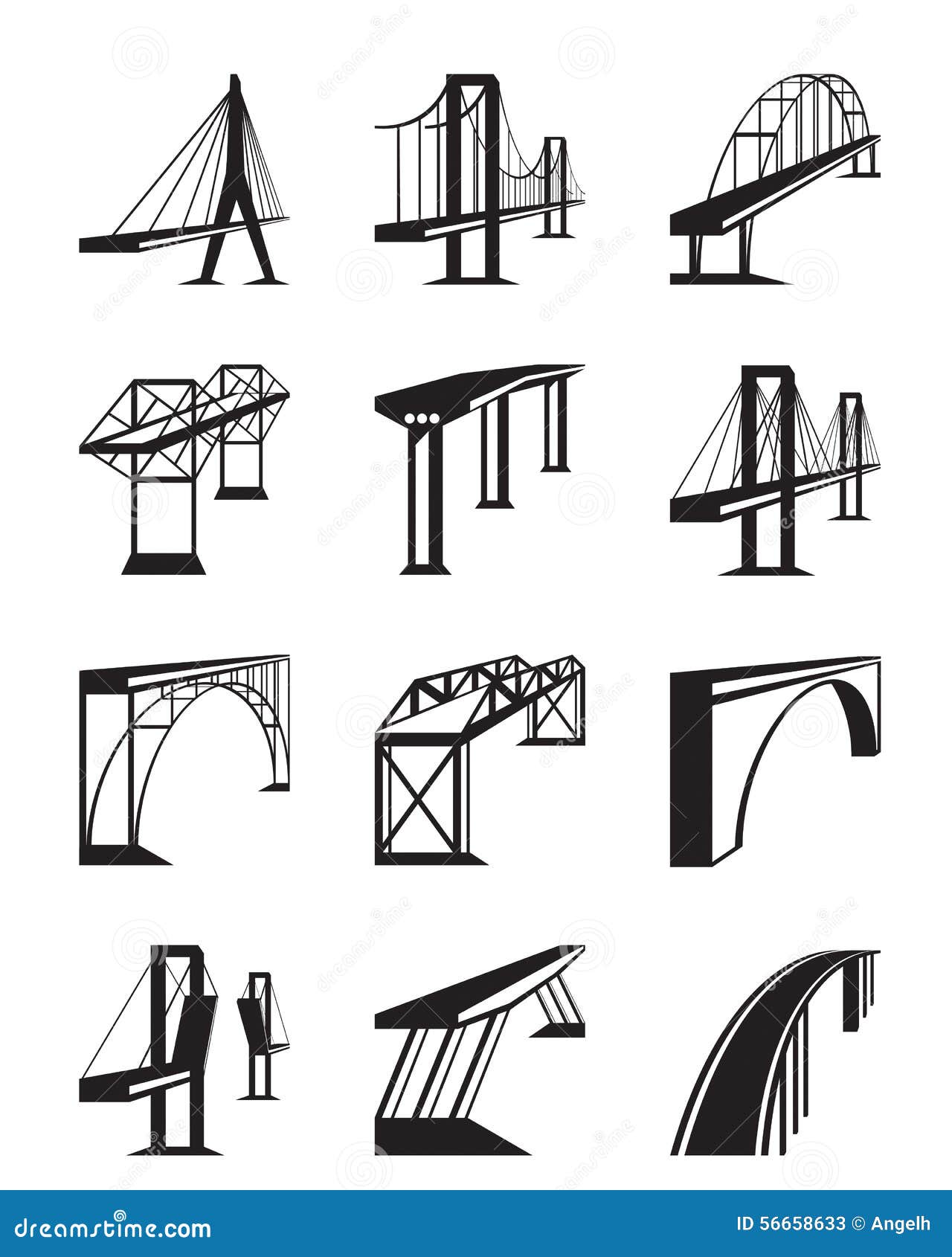 Various Types Of Bridges In Perspective Stock Vector - Image: 56658633