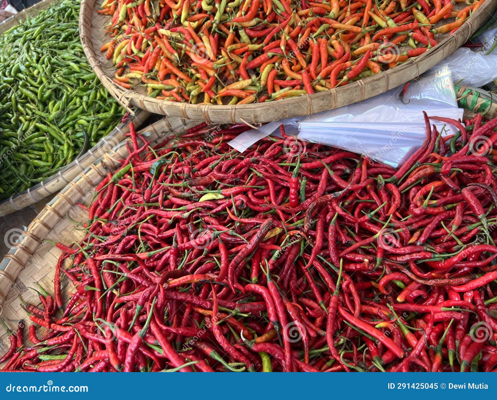 Various Types of Chili in the Basket Stock Image Image of closeup
