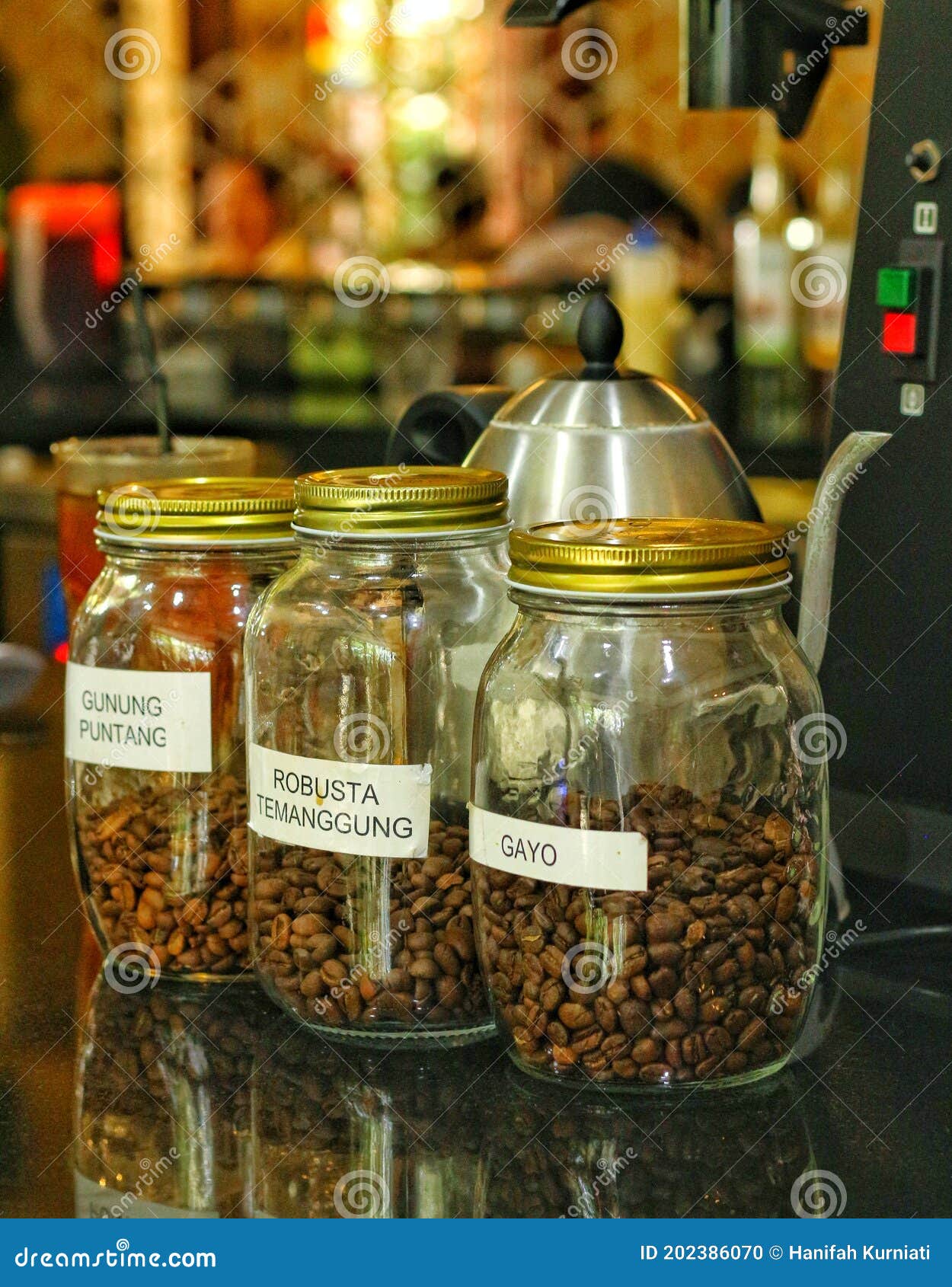 Coffee beans in jars stock photo. Image of dark, caffeine 202386070