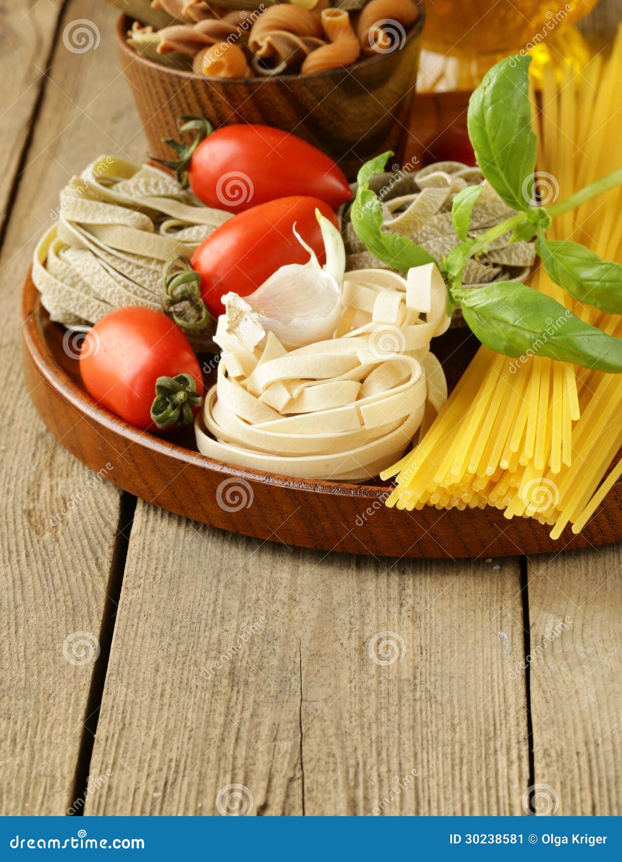 Various Types of Pasta (spaghetti, Fettuccini, Penne) Stock Image
